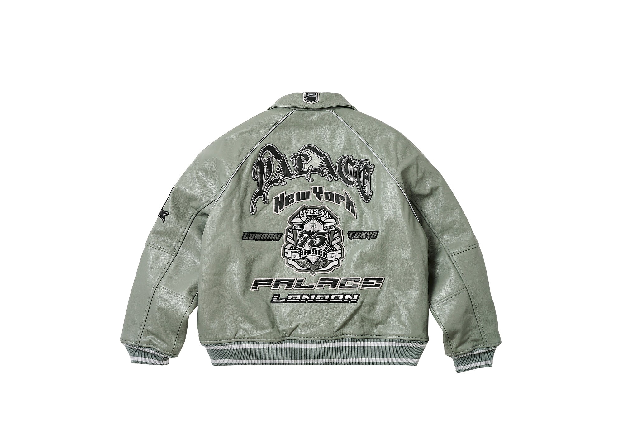 PALACE PALACE AVIREX LEATHER JACKET GREY | palace | REVERSIBLE