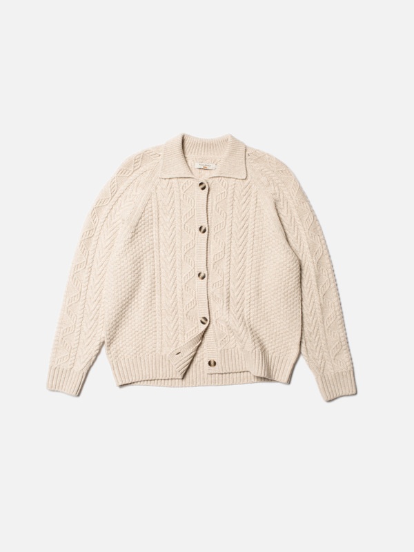 Janey Cable Knit Cardigan Offwhite - 1