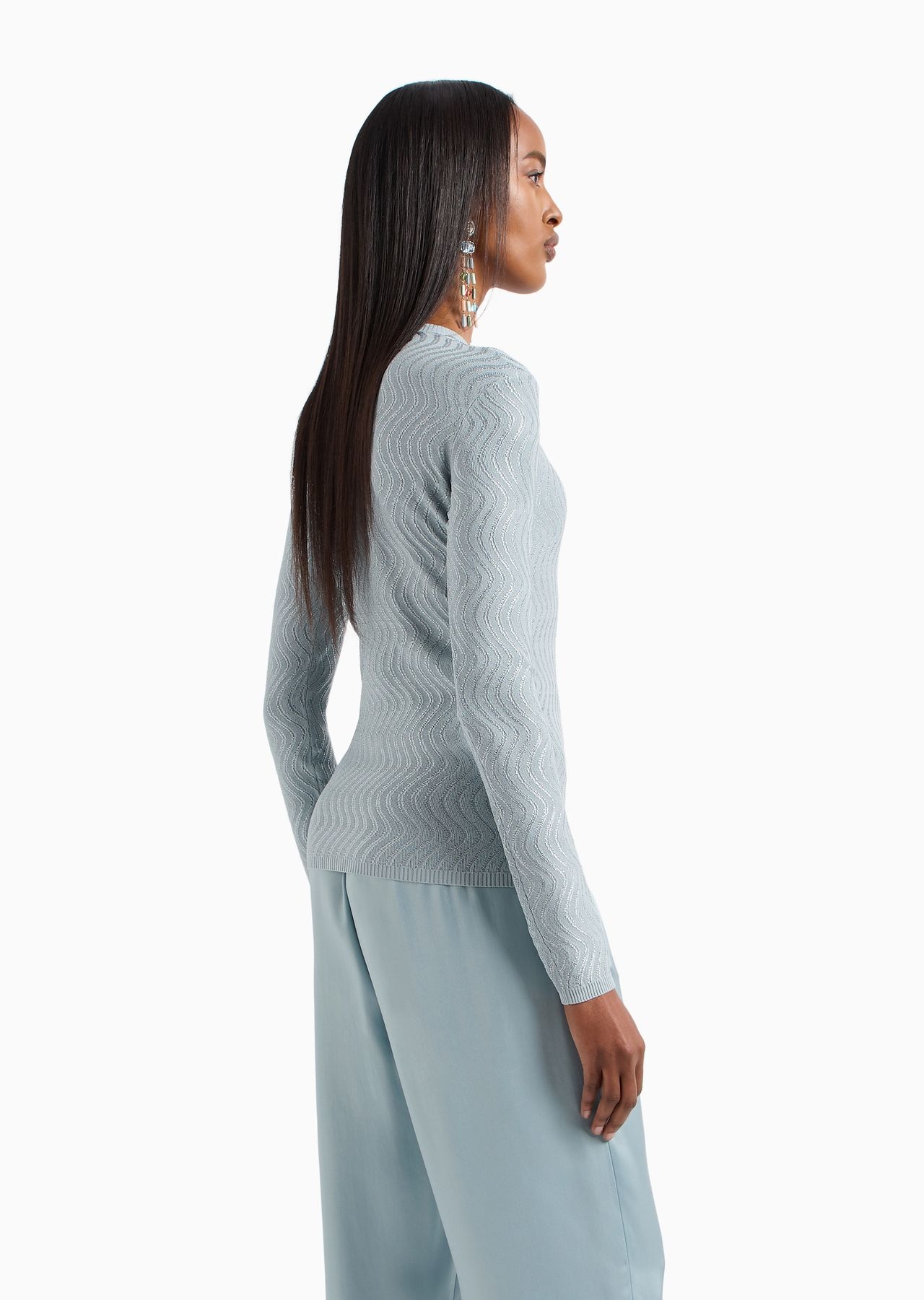 Crew-neck jumper in jacquard viscose - 3