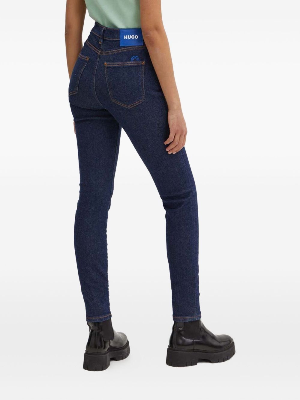 high-waisted logo-plaque jeans - 3