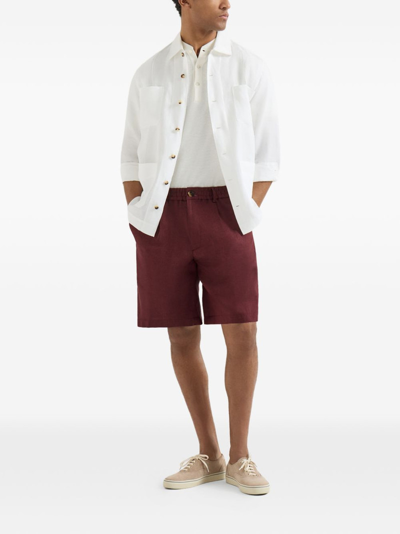 Brunello Cucinelli linen and virgin wool chevron Bermuda shorts outlook
