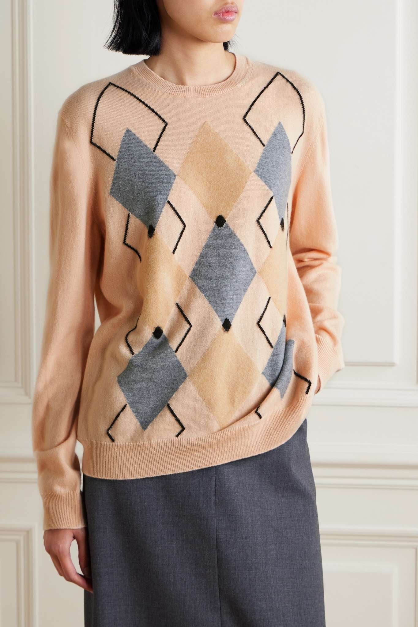 Lower Hutt argyle intarsia-knit cashmere sweater - 3