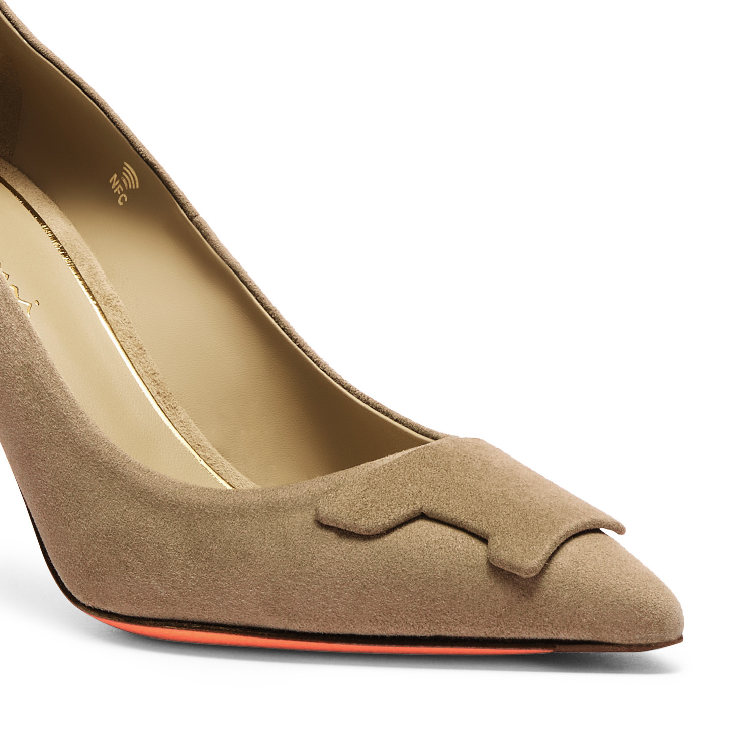 Women's beige suede high-heel Santoni Sibille pump - 5