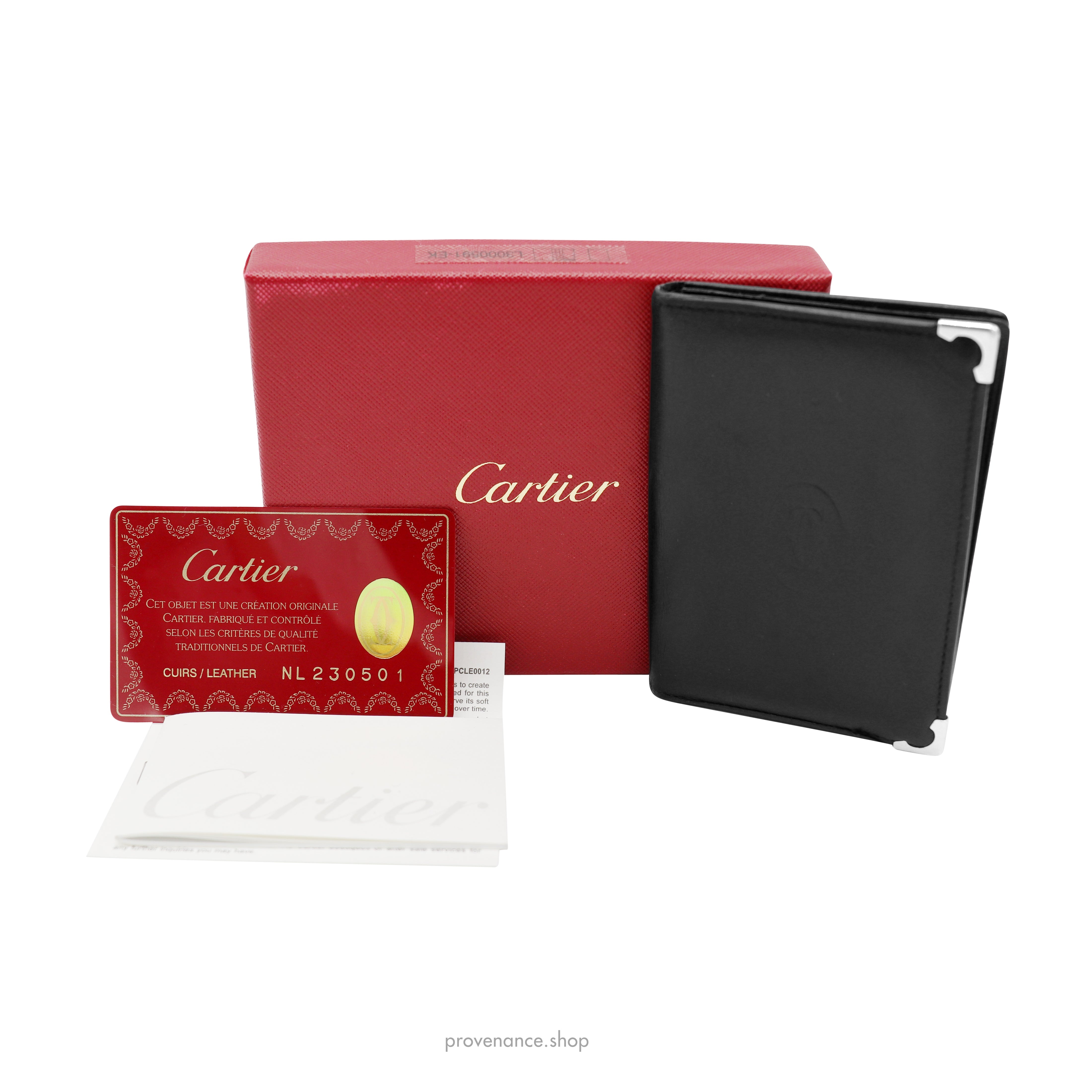 Cartier Pocket Organizer Wallet - Black & Burgundy Leather - 2