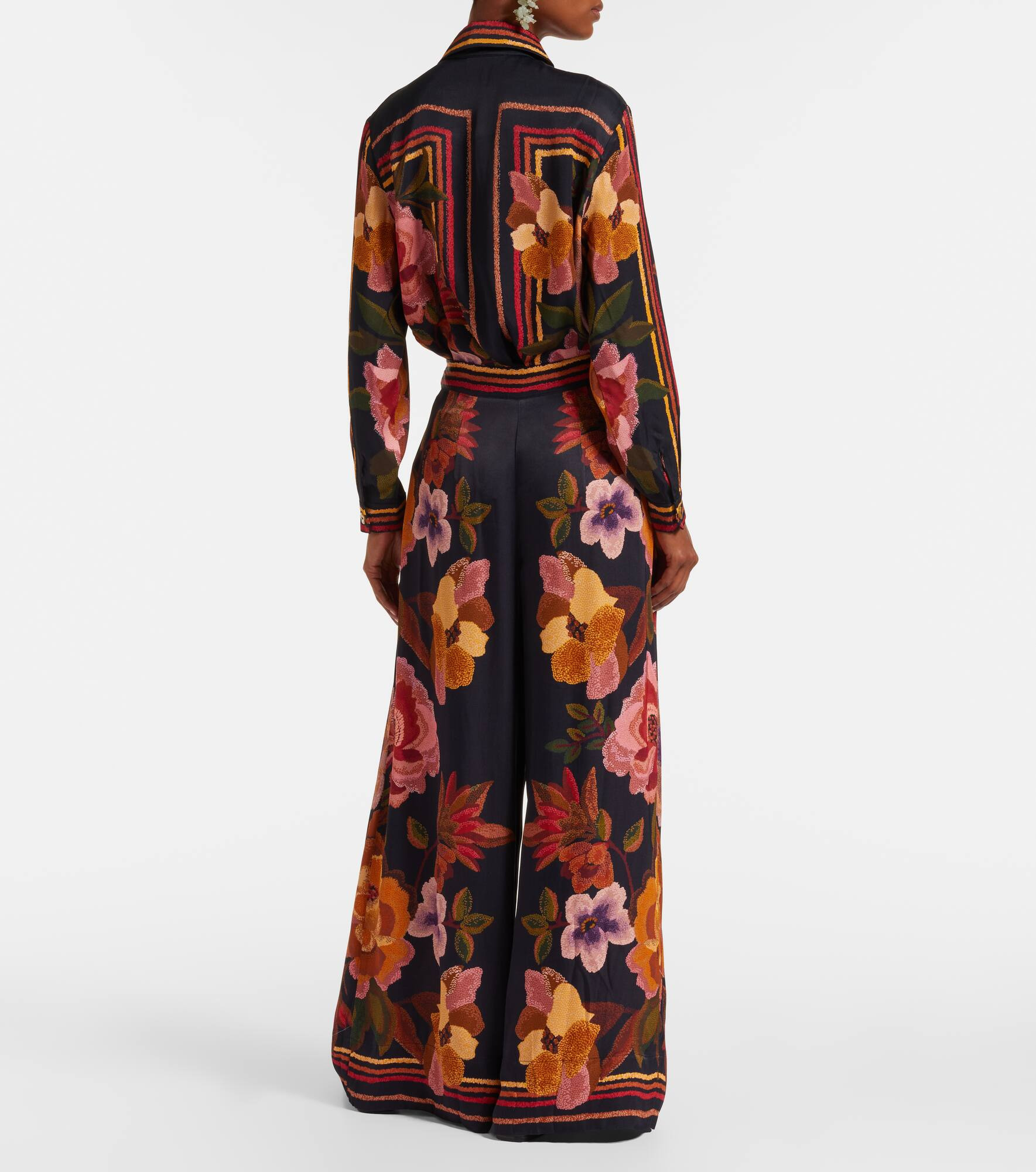 Floral high-rise wide-leg pants - 3