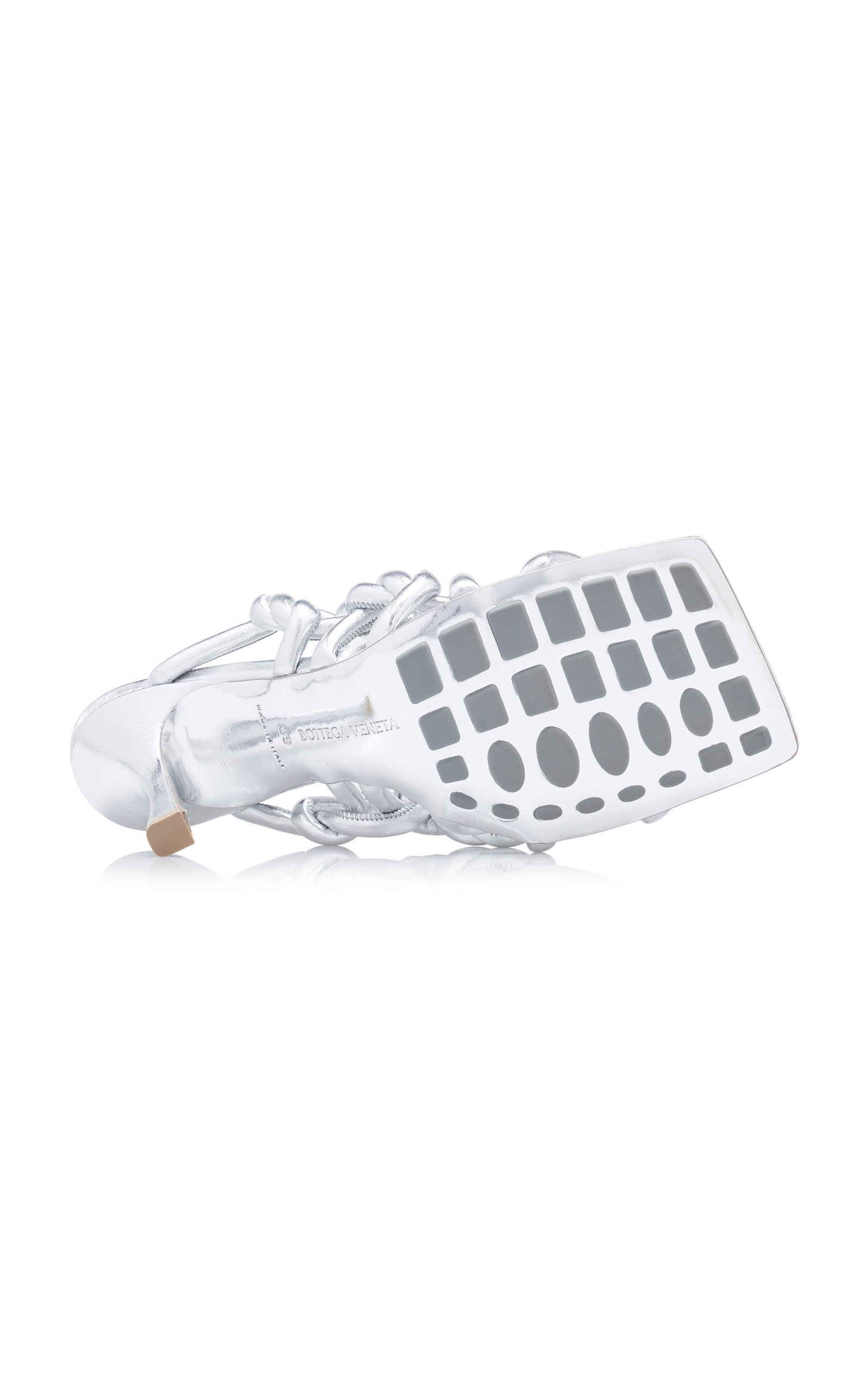 Stretch Metallic Leather Sandals silver - 7