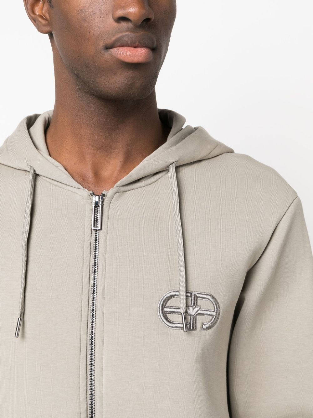 logo-embroidered drawstring hoodie - 5