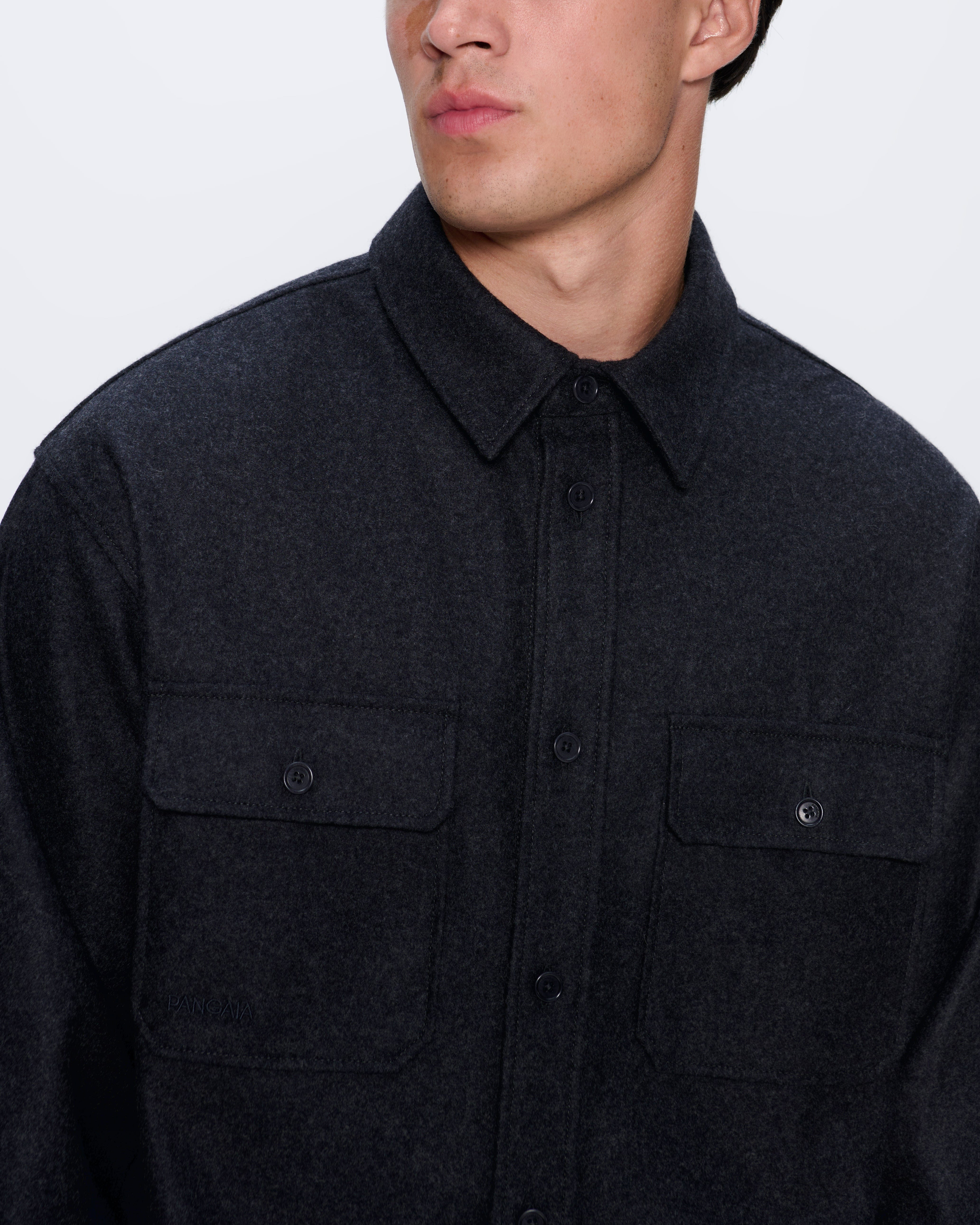 Mens Recycled Wool Long-Sleeve Shirt - Mercury Grey - 4