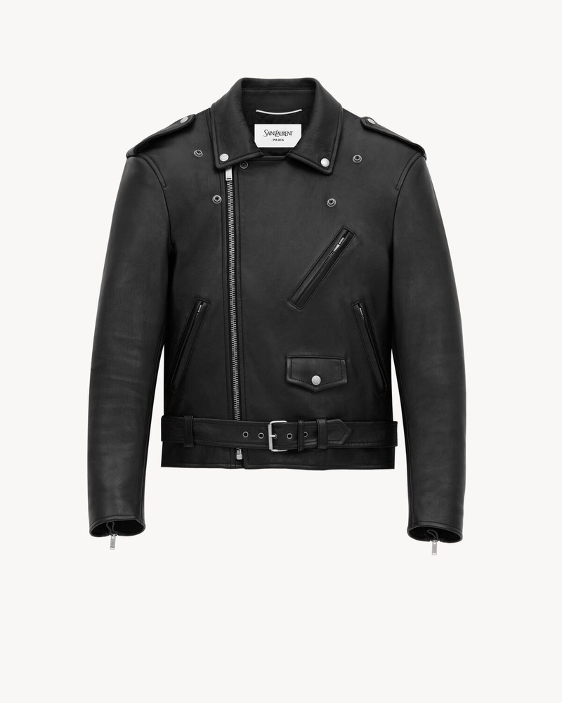 SAINT LAURENT BIKER JACKET IN GRAINED LAMBSKIN outlook