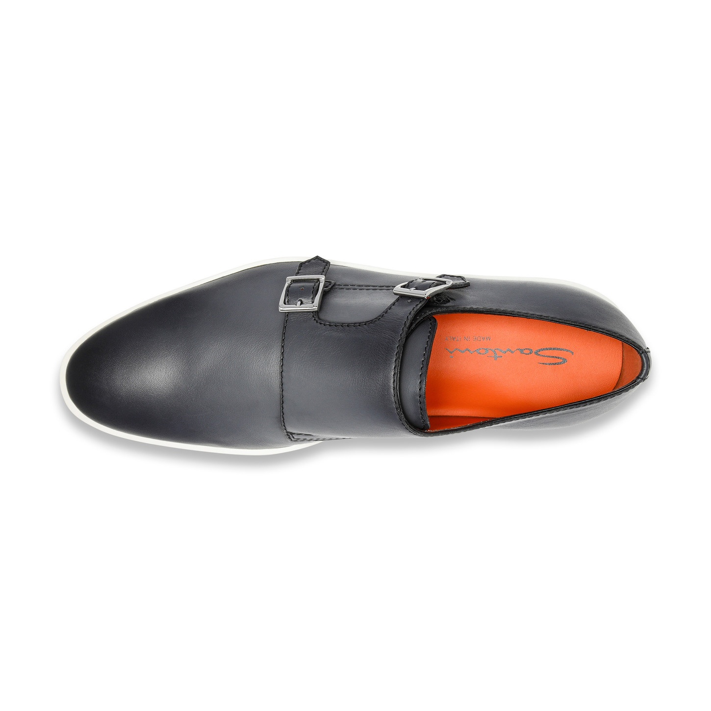 Men's grey leather double-buckle shoe - 4