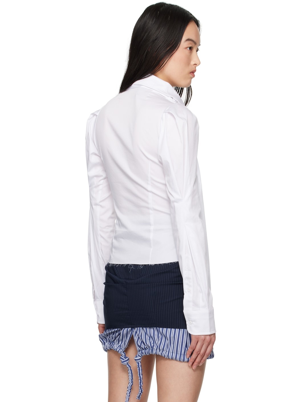 White Deconstructed Lavallière Shirt - 3