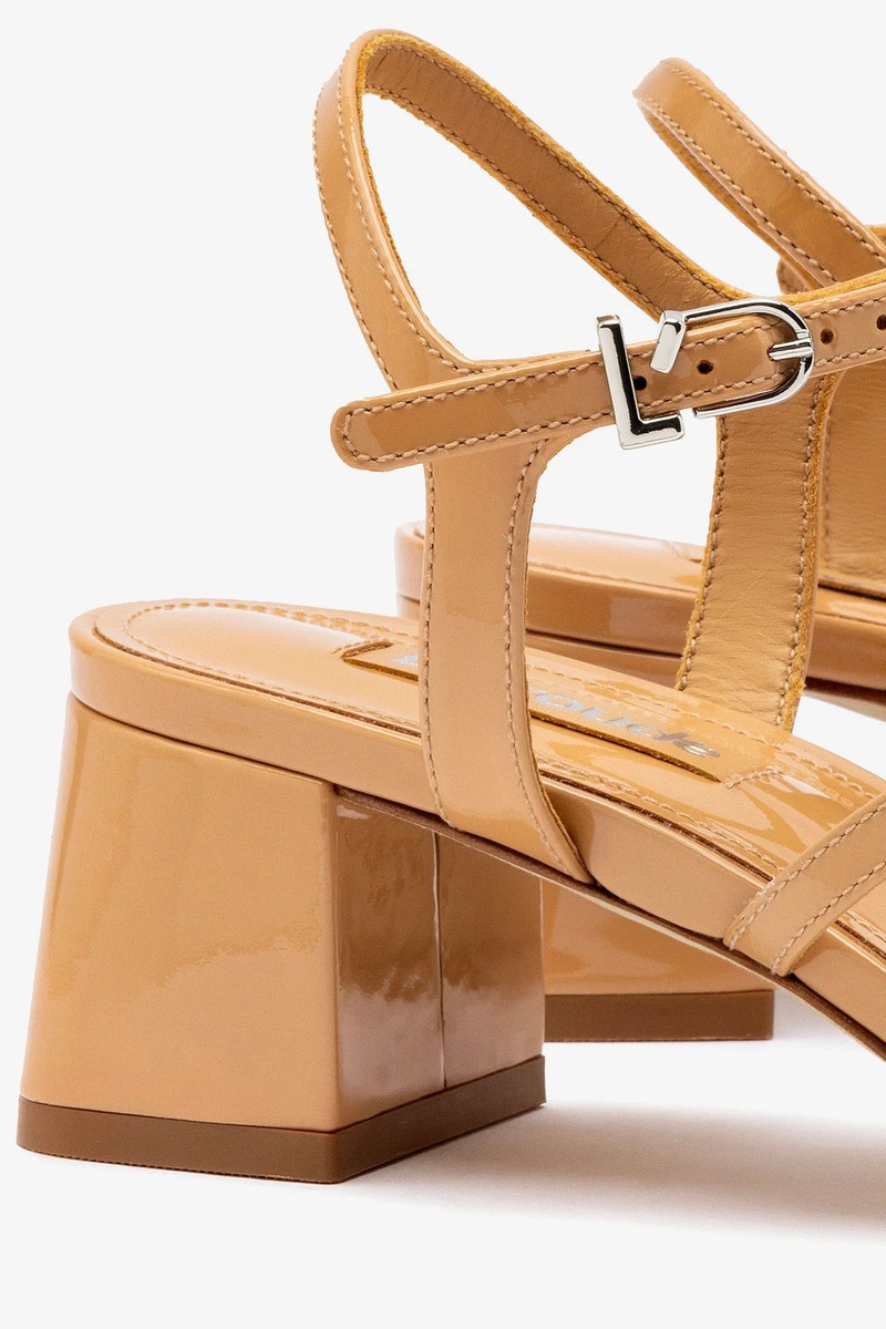 Hana Block In Tan Patent Leather 5