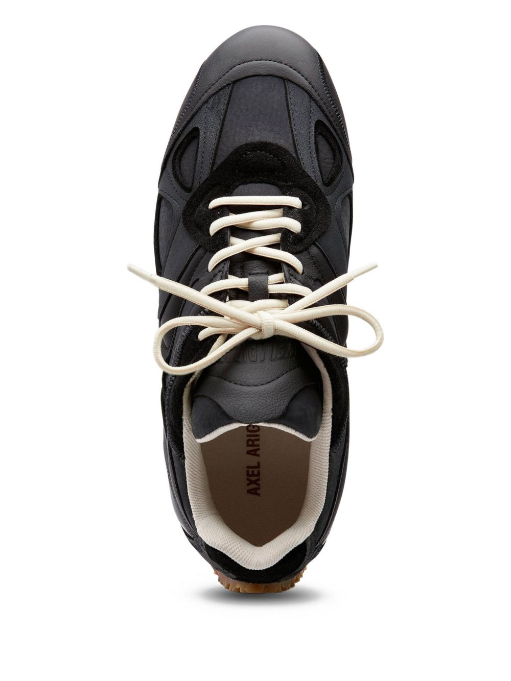 leather panelled lace-up sneakers - 3