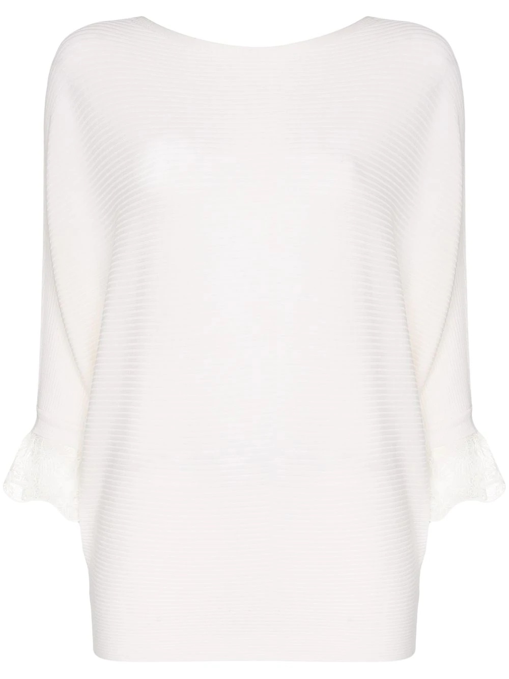 lace-trimmed ribbed-knit jumper - 1