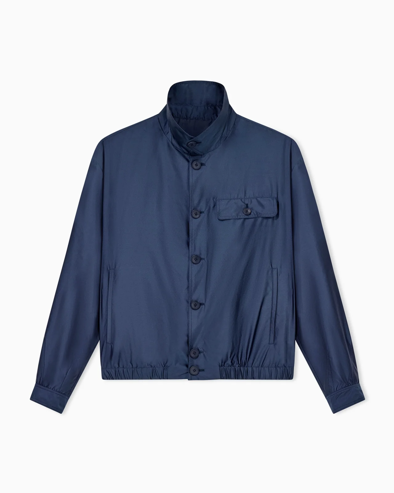 BLOUSON JACKET IN SATIN EFFECT SILK WITH A HIGH COLLAR - 1