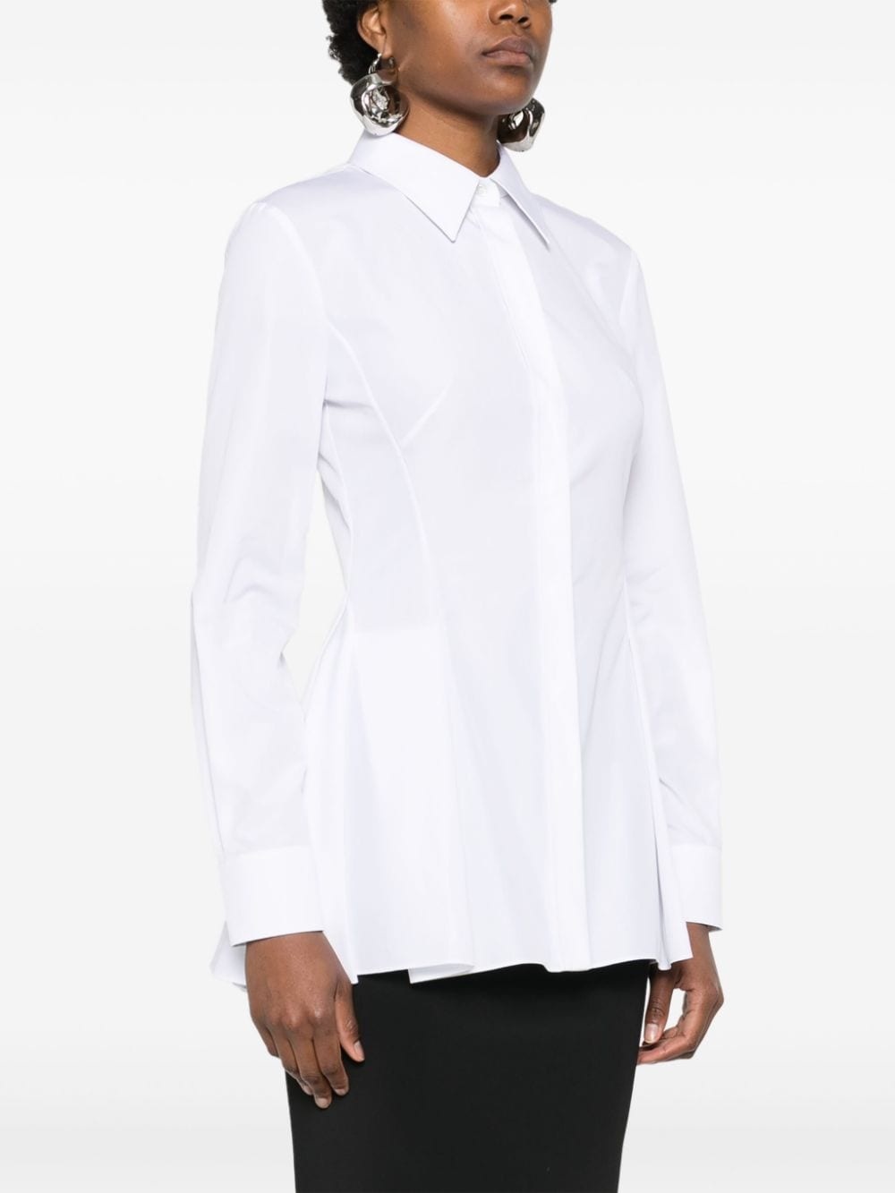 pleat-detail cotton shirt - 3