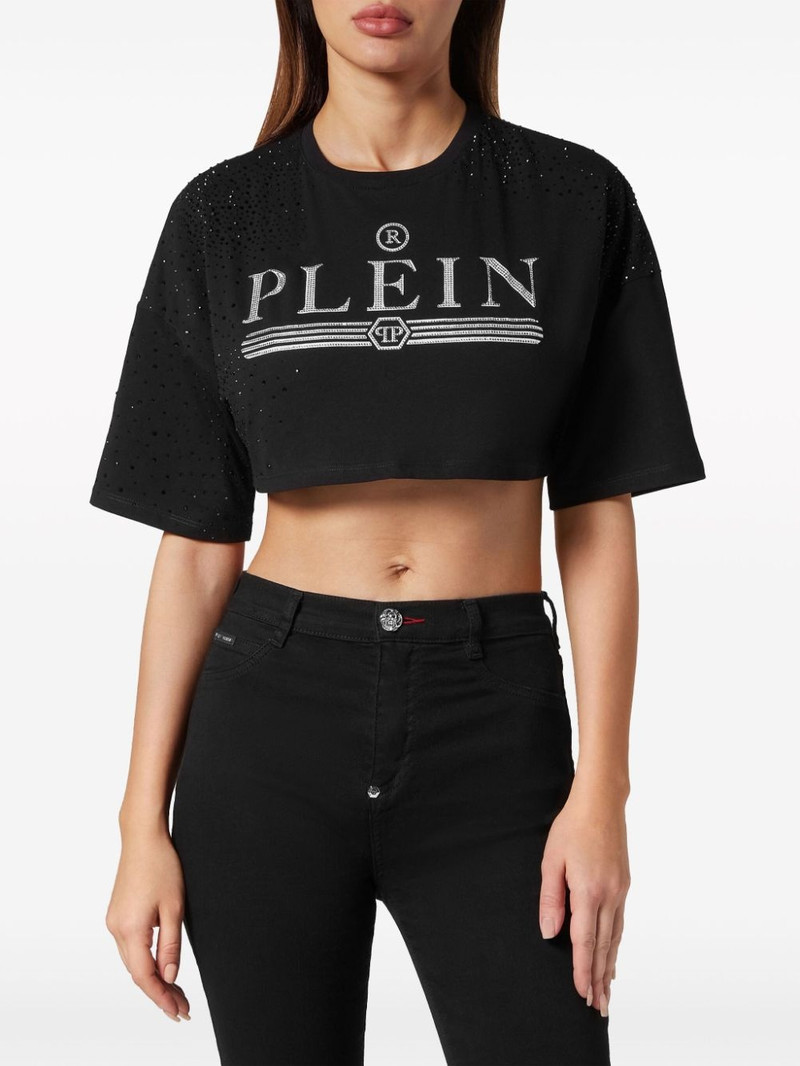 PHILIPP PLEIN cropped logo T-shirt outlook