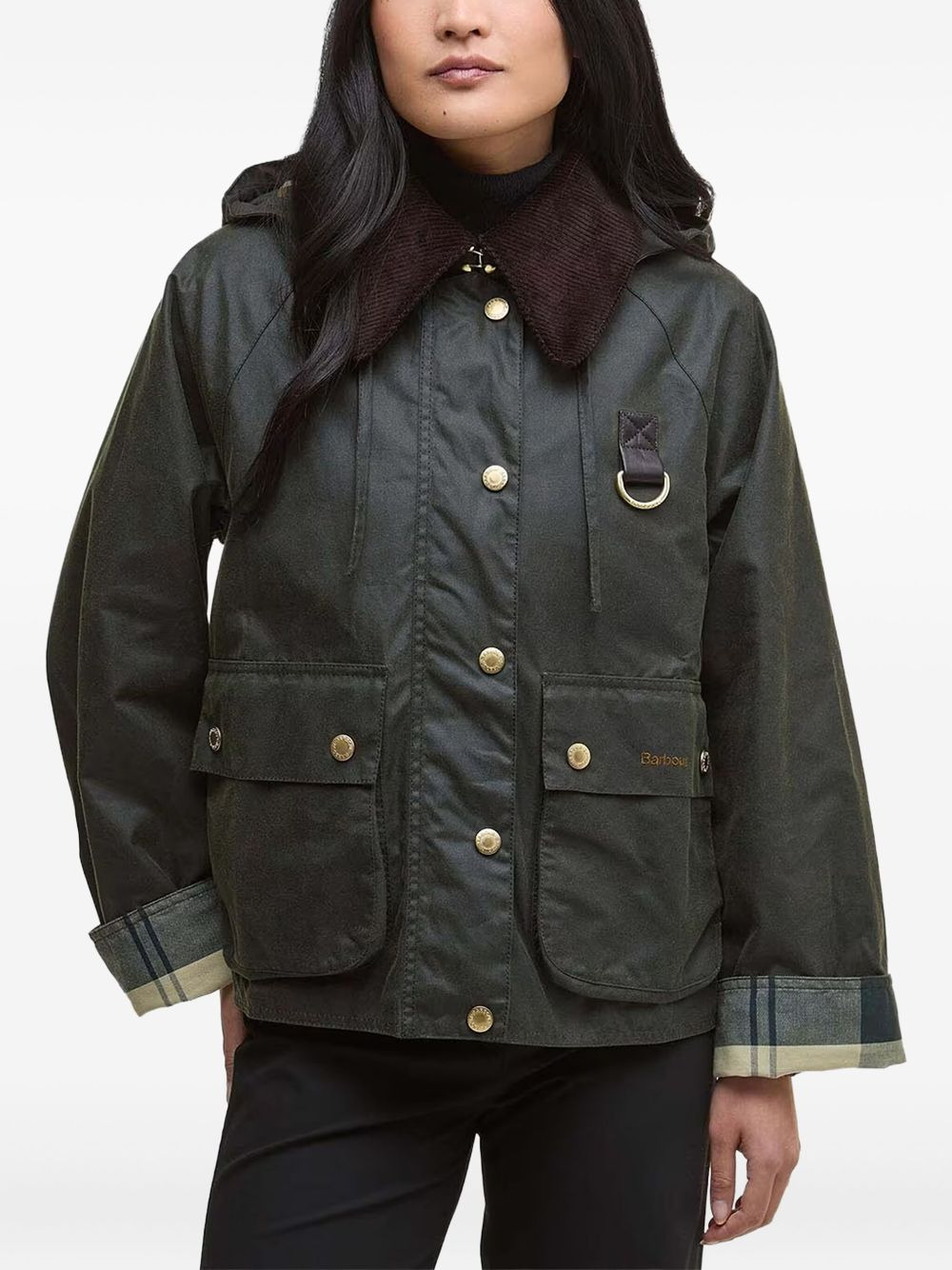 hooded corduroy-collar jacket - 3