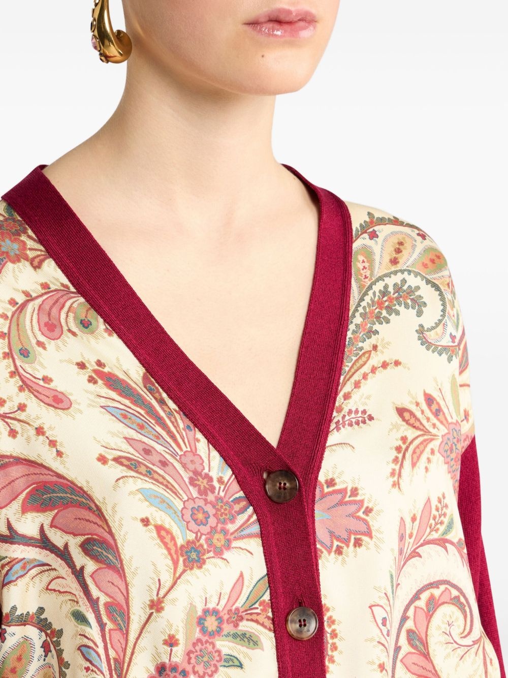 paisley panelled cardigan - 4