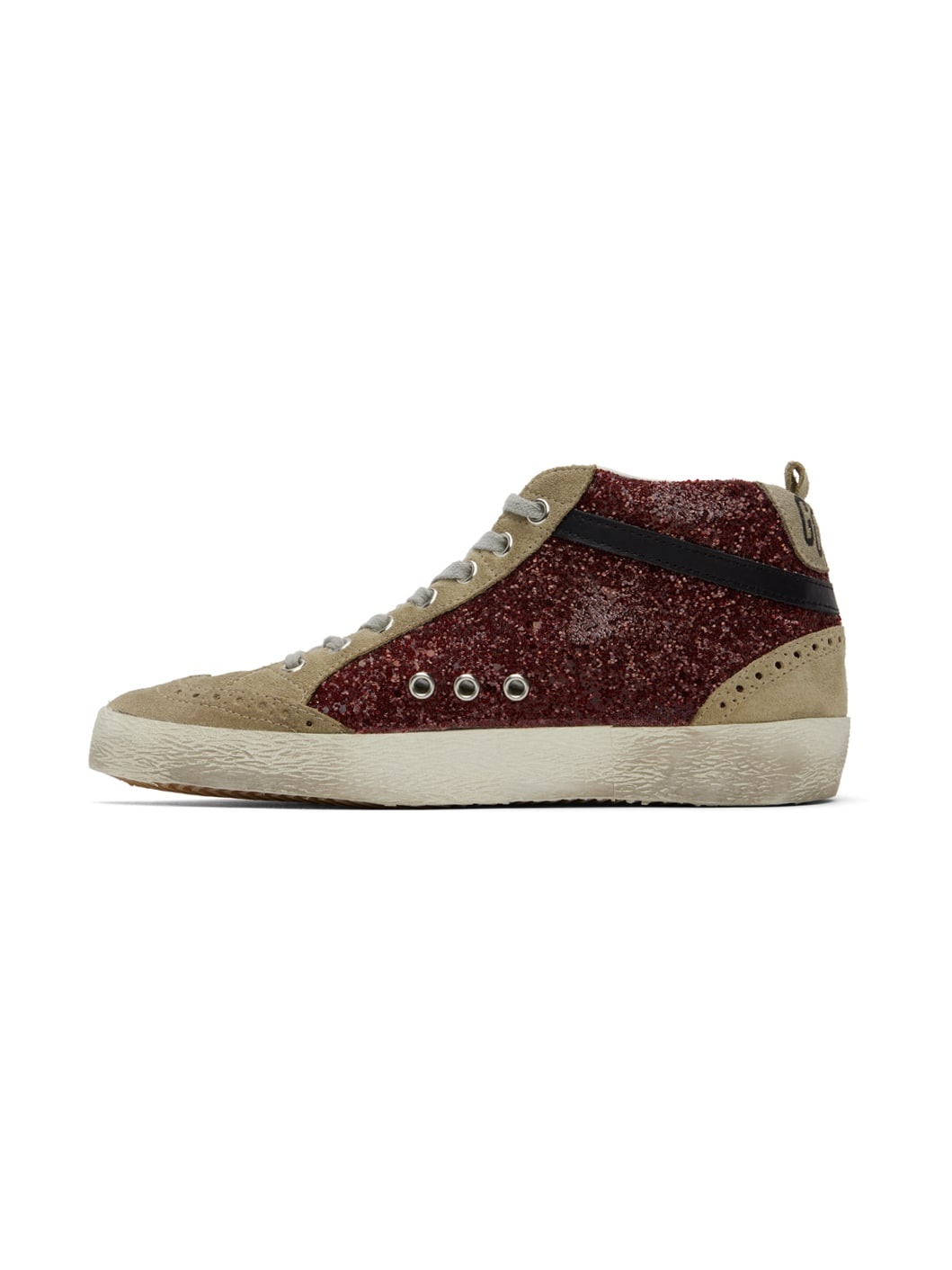 Taupe & Burgundy Mid Star Sneakers - 3