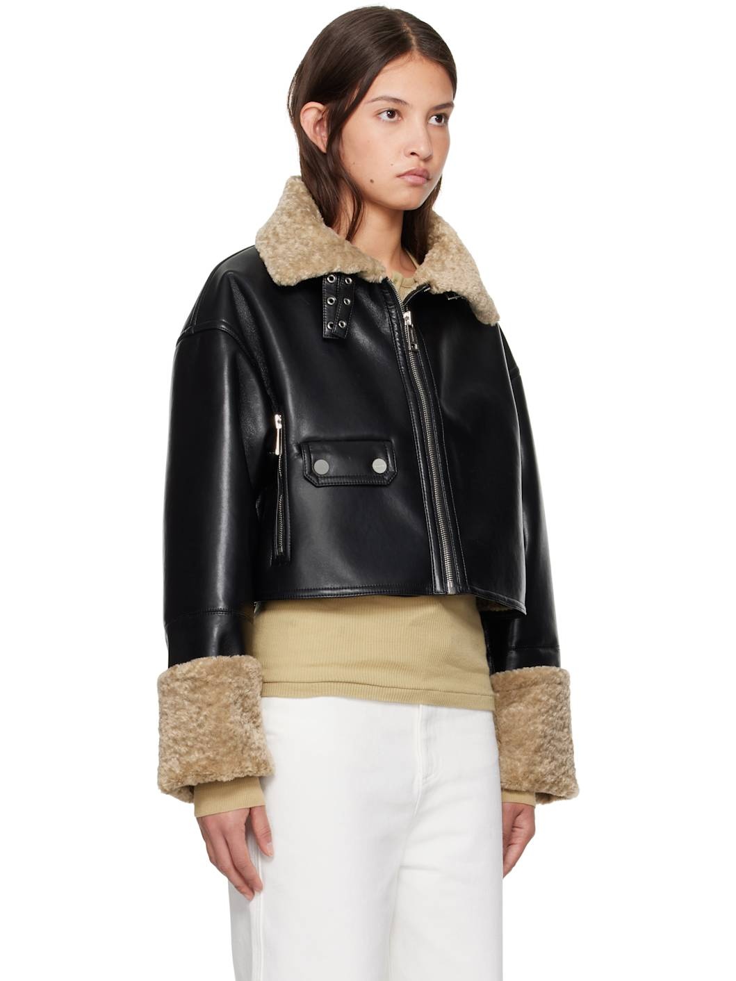 Black Jemma Vegan Leather Jacket - 2