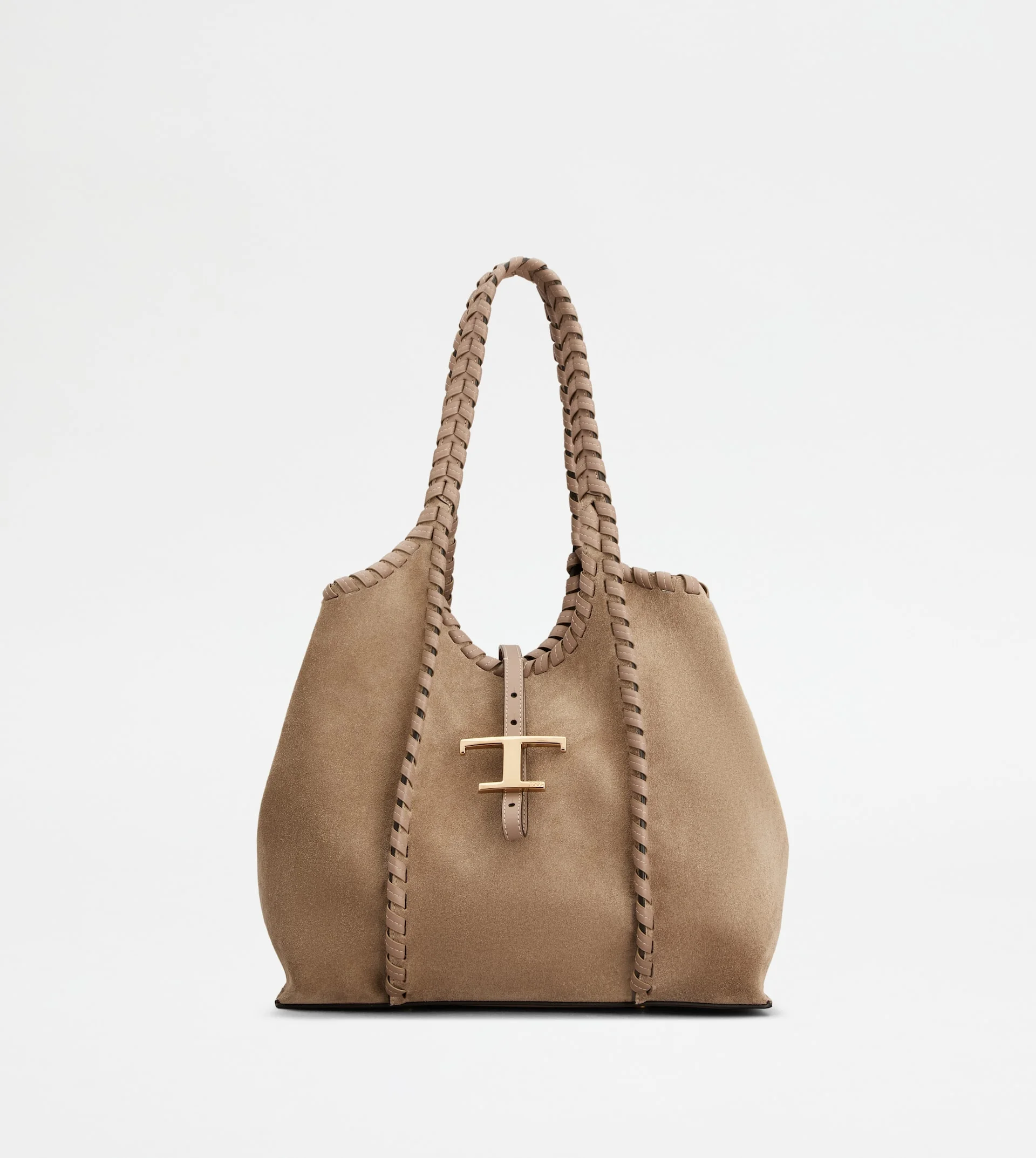T TIMELESS SHOPPING BAG IN SUEDE SMALL - BEIGE - 1