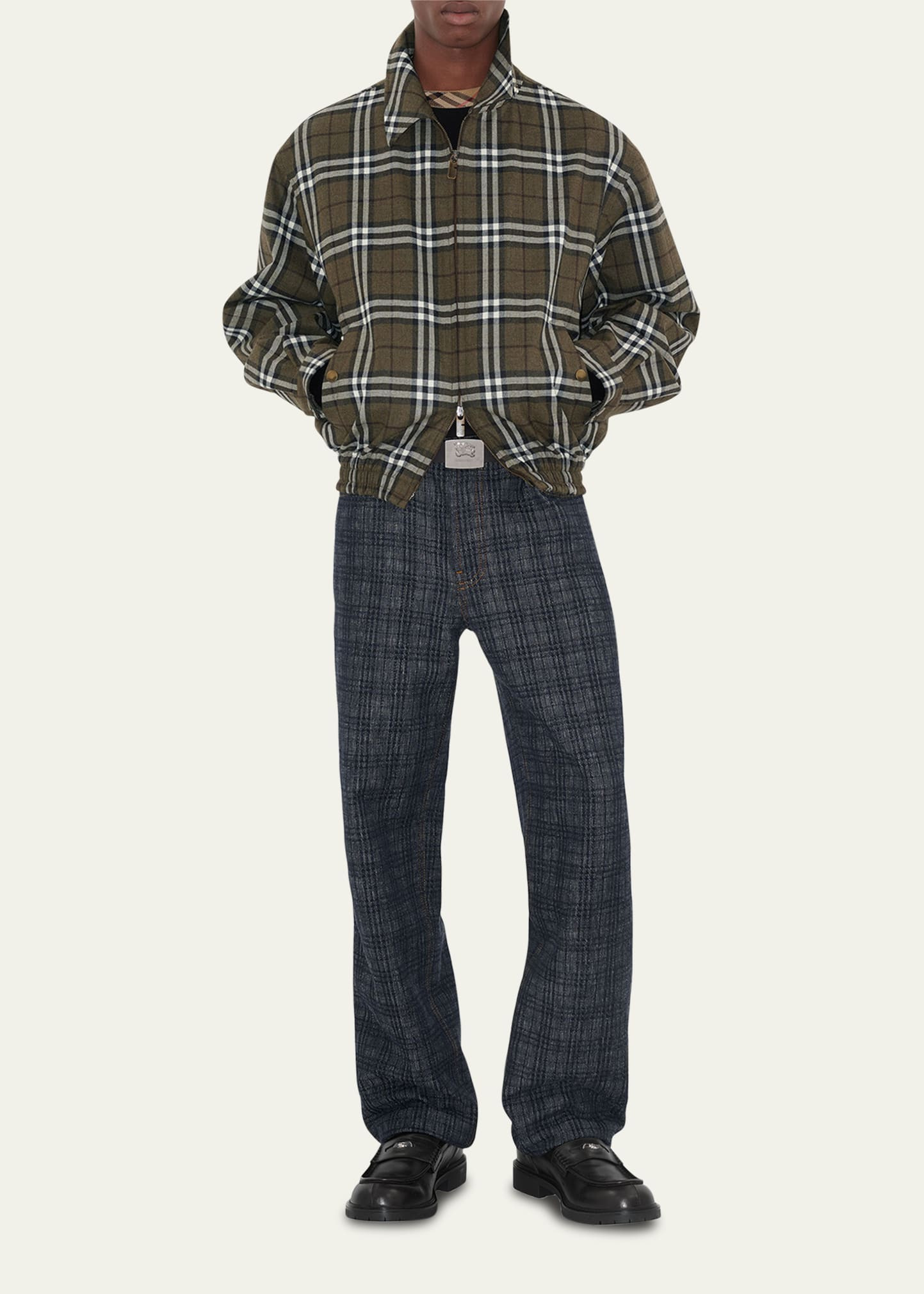 Men's Wool Check Blouson Zip Jacket - 2