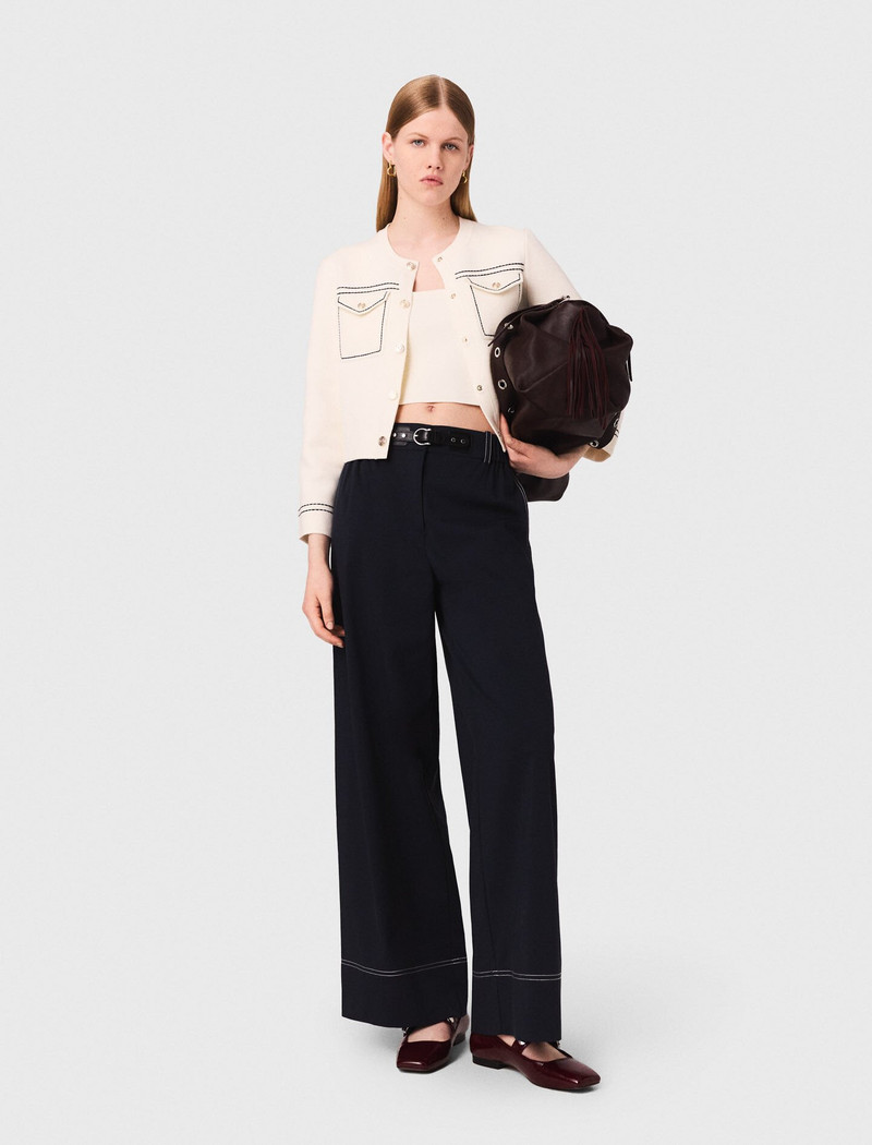 maje Topstitched cropped cardigan outlook