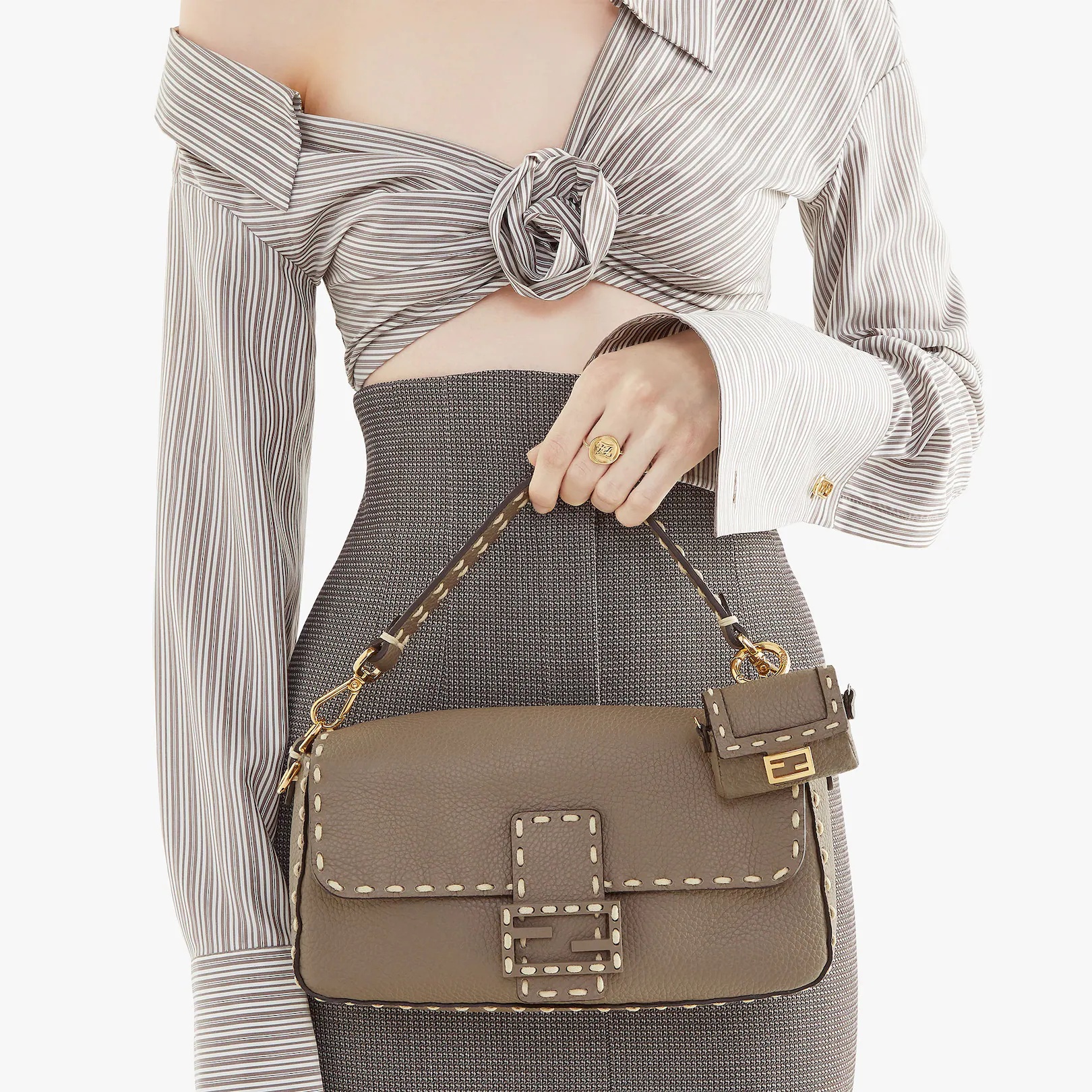 Gray leather charm - 3
