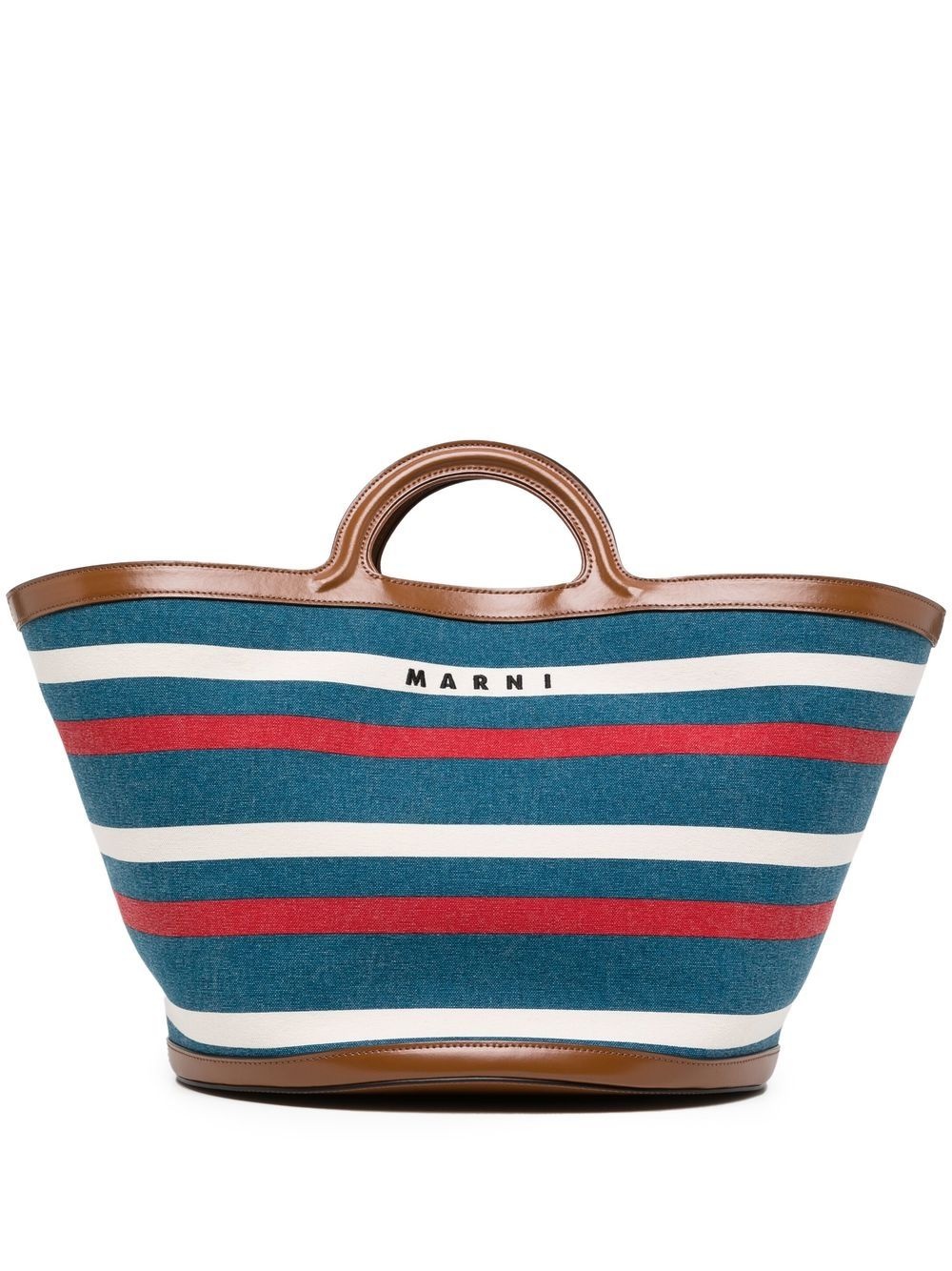 striped top-handle tote bag - 1