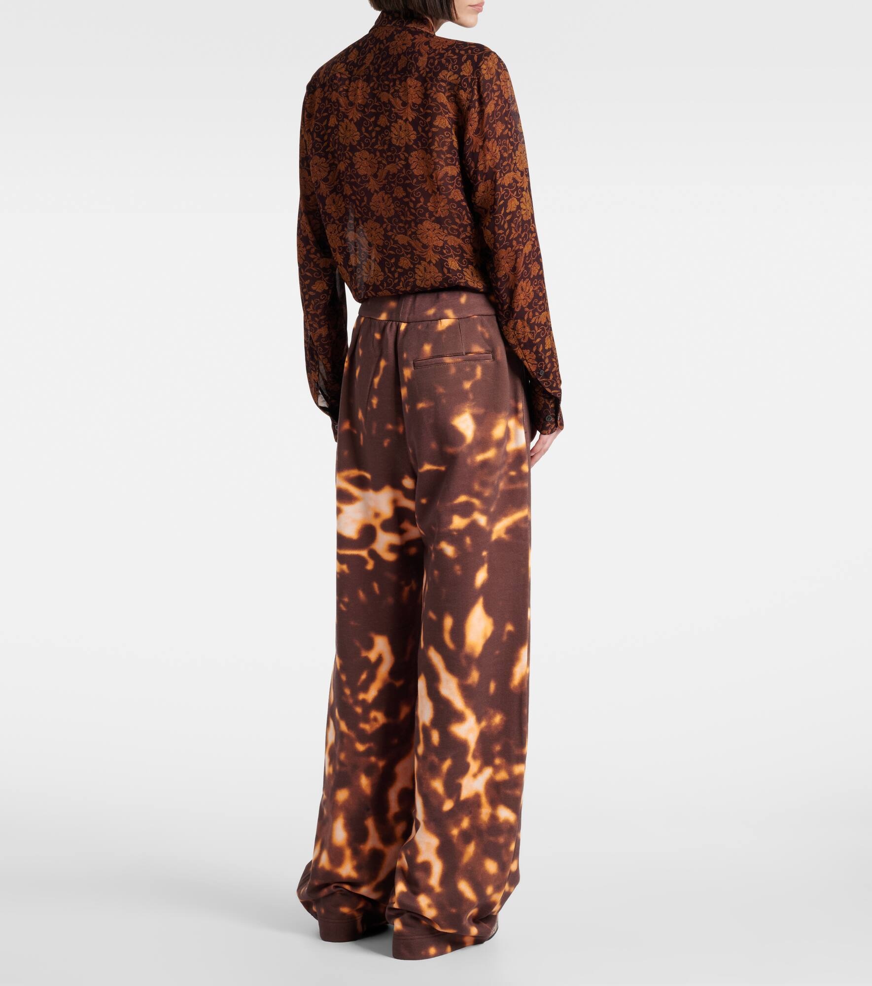 Printed cotton wide-leg pants - 3