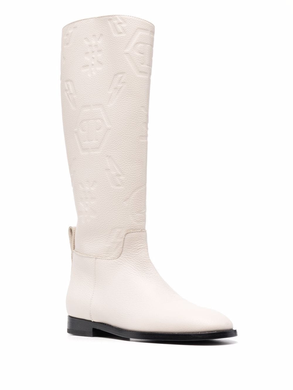 embossed-logo knee-high boots - 2
