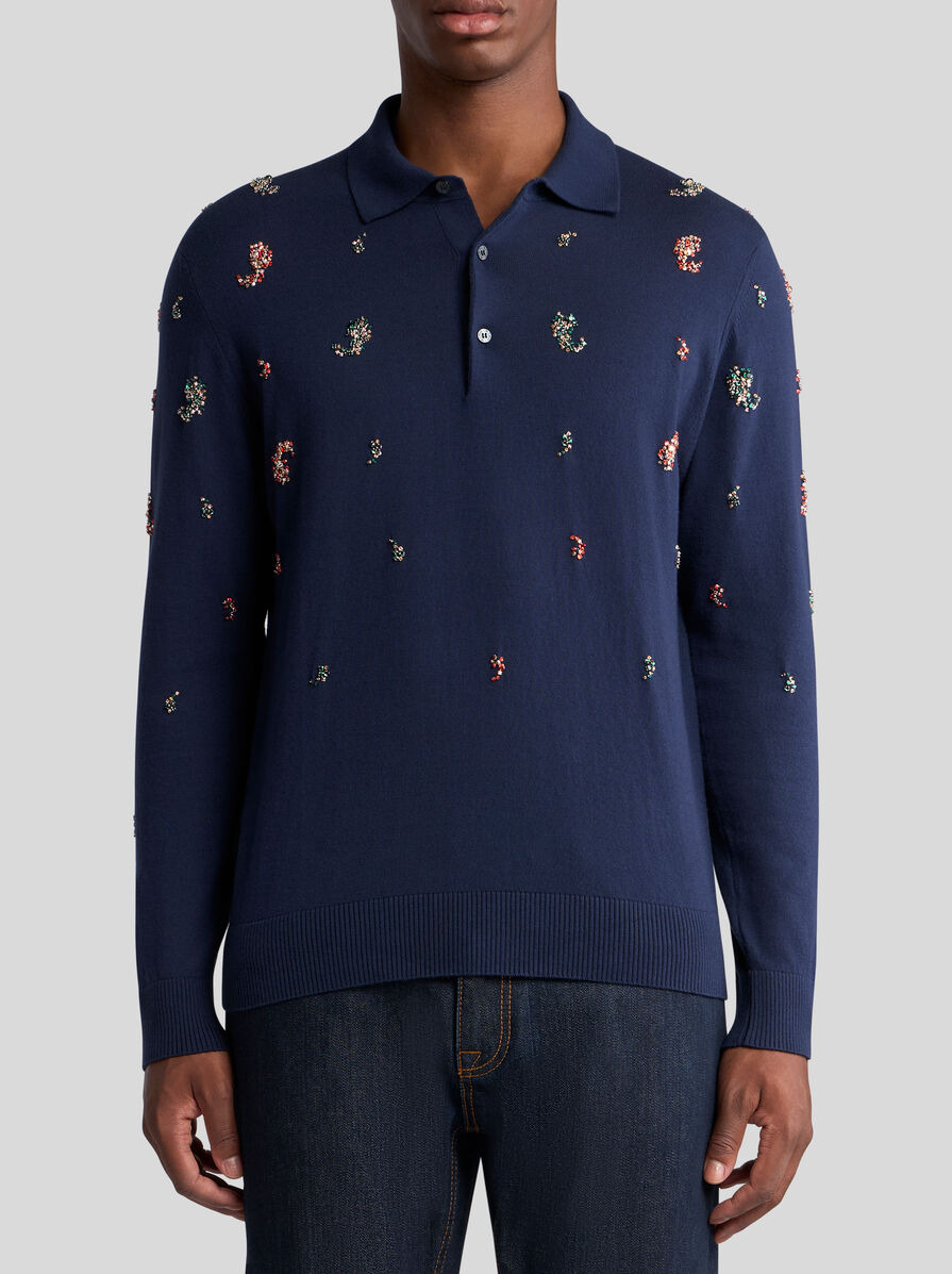 POLO SHIRT WITH CRYSTAL-DETAILED MINI PAISLEY - 2