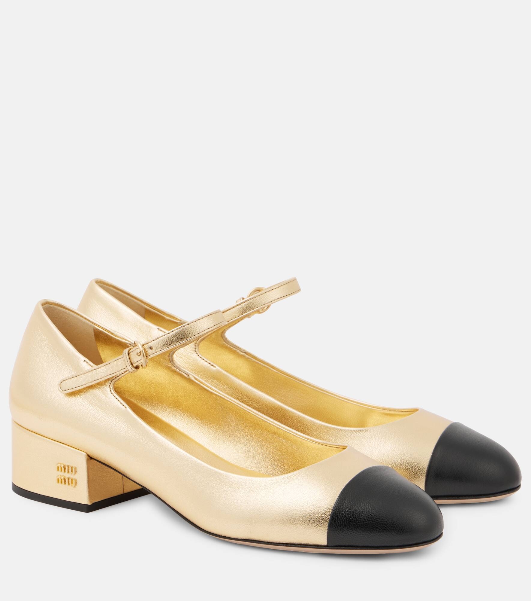 Metallic leather Mary Jane pumps - 1