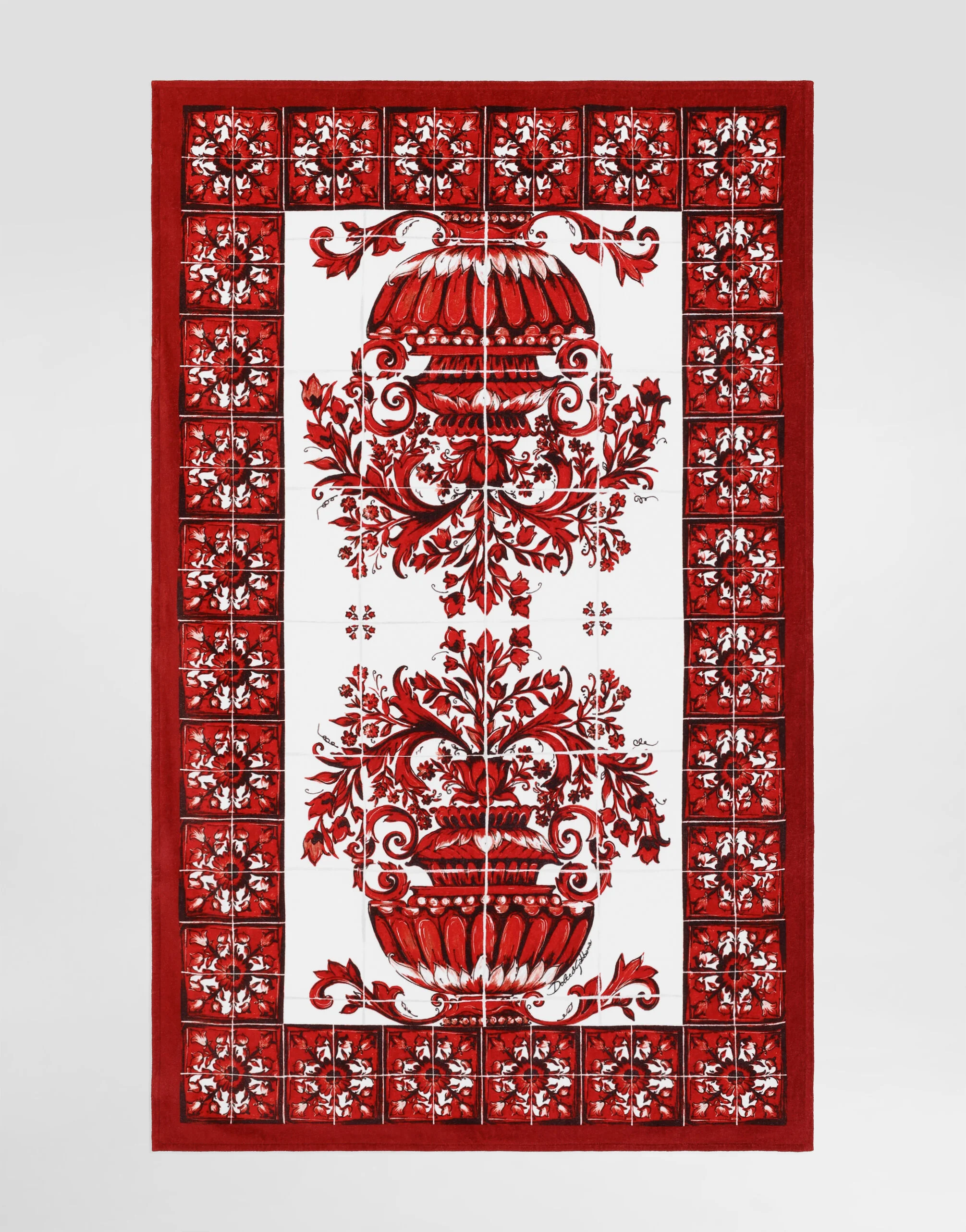 Majolica-print terry beach towel - 1