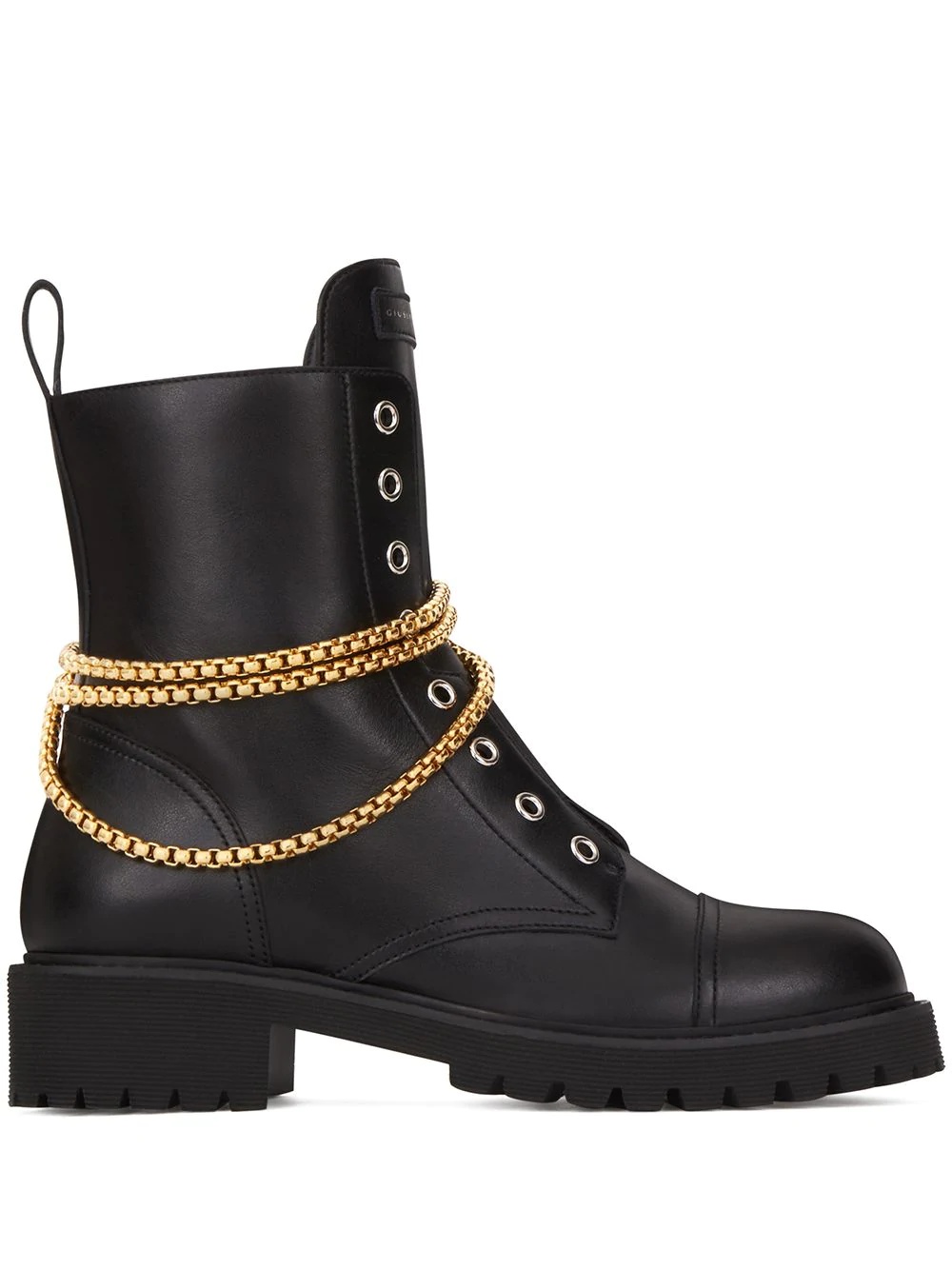 chain-trimmed combat boots - 1