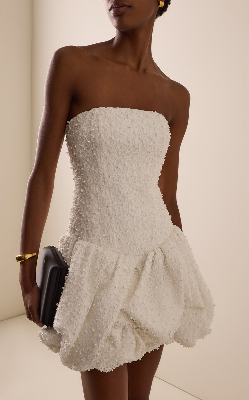 Aje. Juniper Pearl-Embellished Lace Bubble Mini Dress ivory outlook