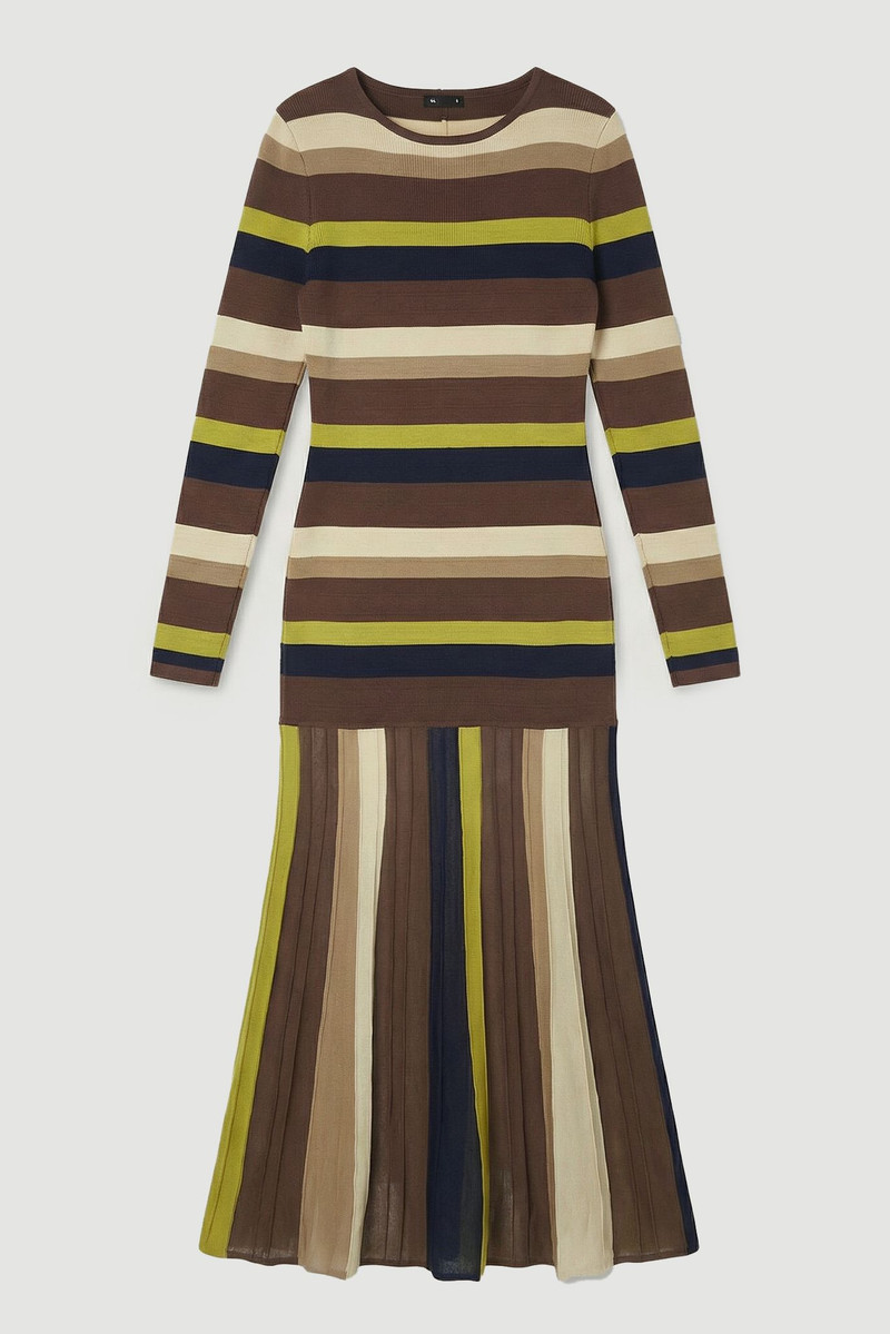 Stripe Long Sleeve Knitted Maxi Dress - 1