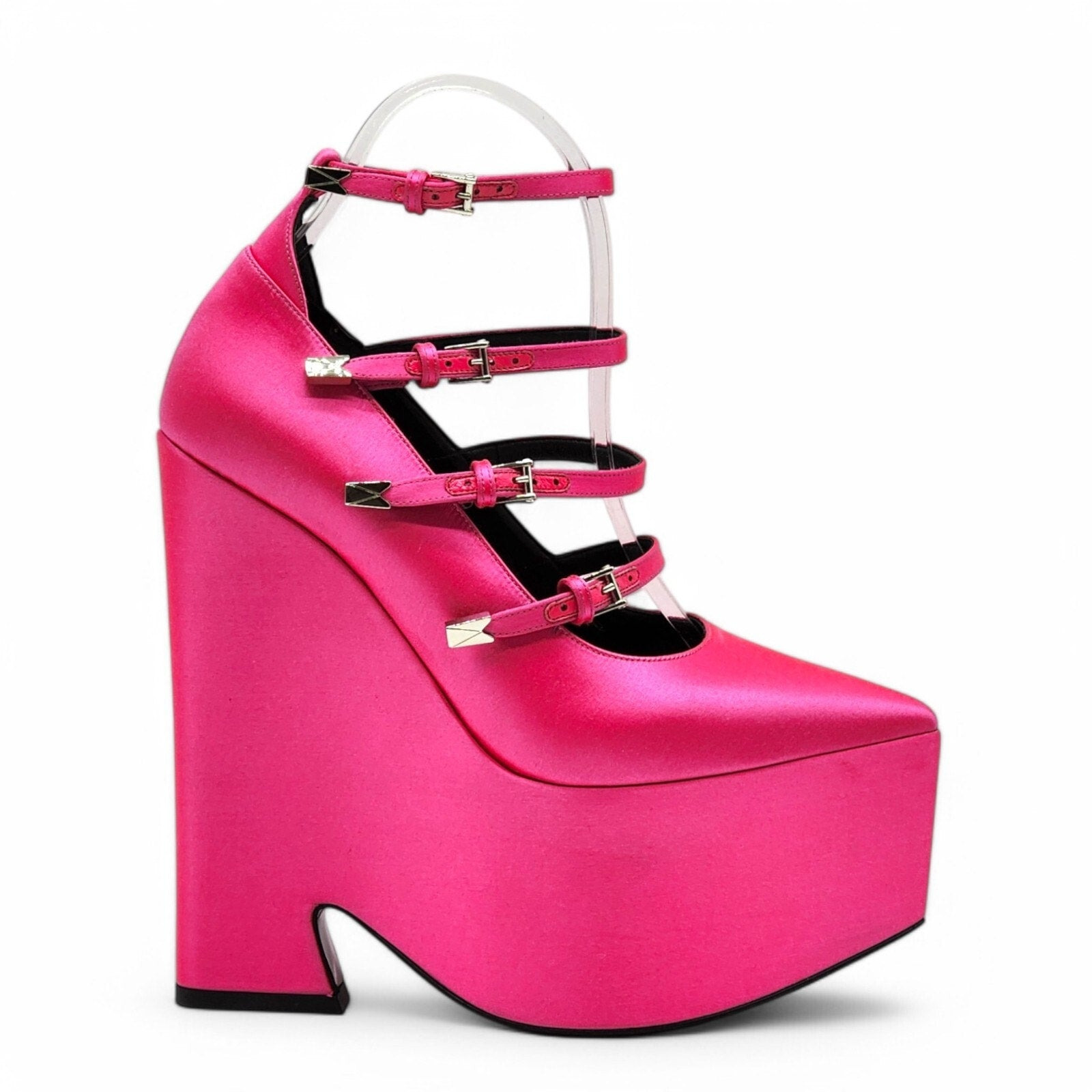 Versace Tempest Strappy Satin Platform Pumps in Pink EU 37.5 US 7 - 2