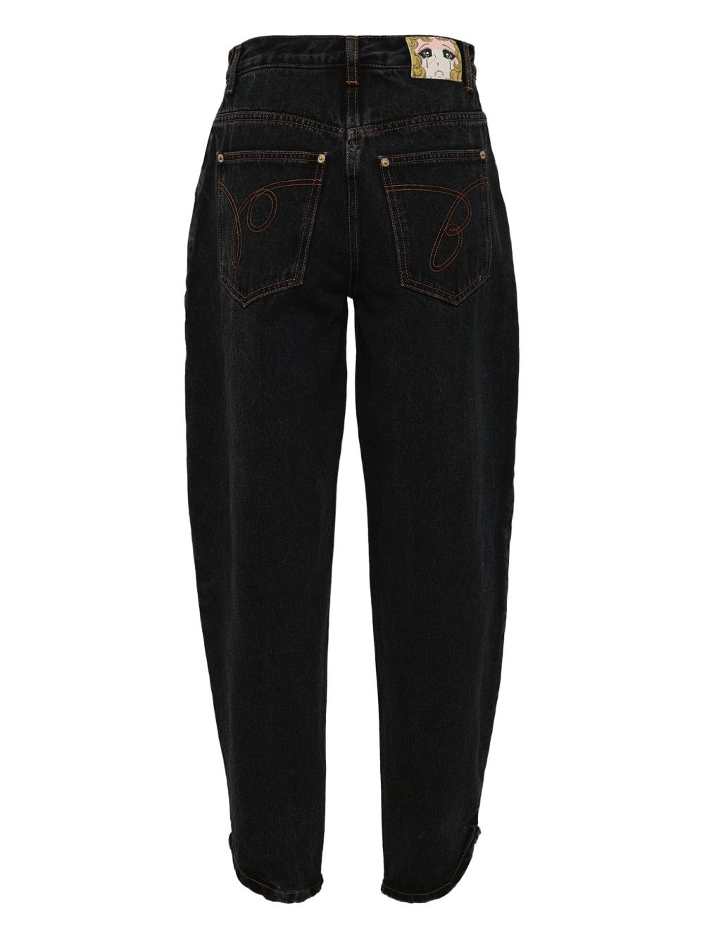 illustration-appliqué tapered jeans - 2