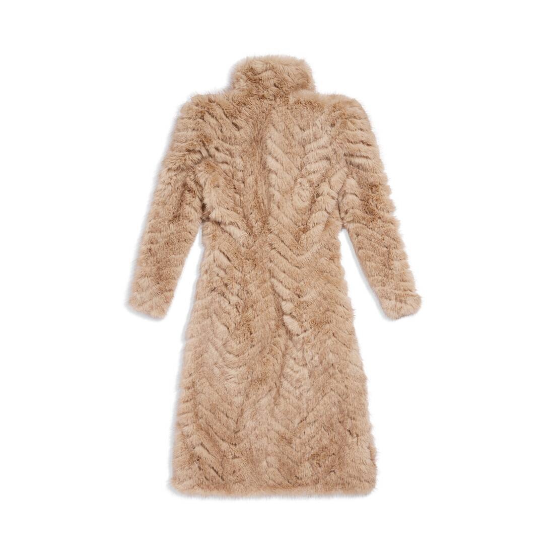 Round Shoulder Fitted Coat in Beige - 6