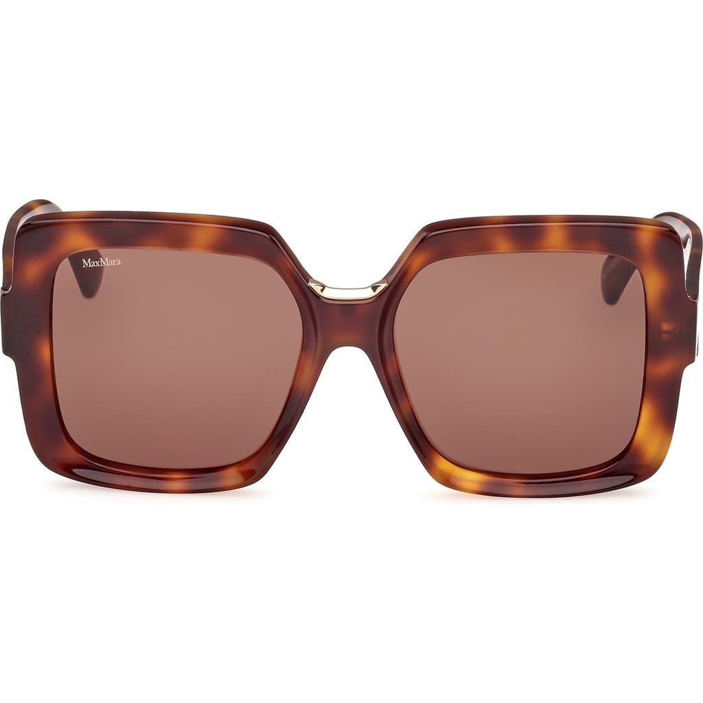 Max Mara Ernest 56mm Square Sunglasses in Dark Havana /Brown at Nordstrom - 1