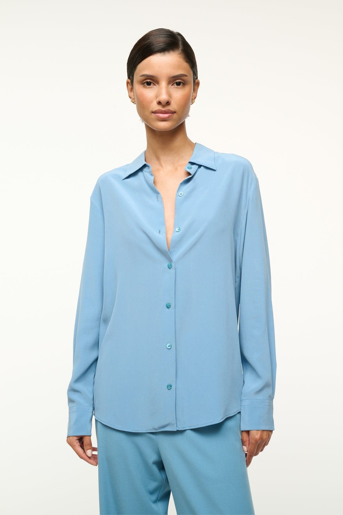 STAUD ROXBURY SILK SHIRT BLACK - 5