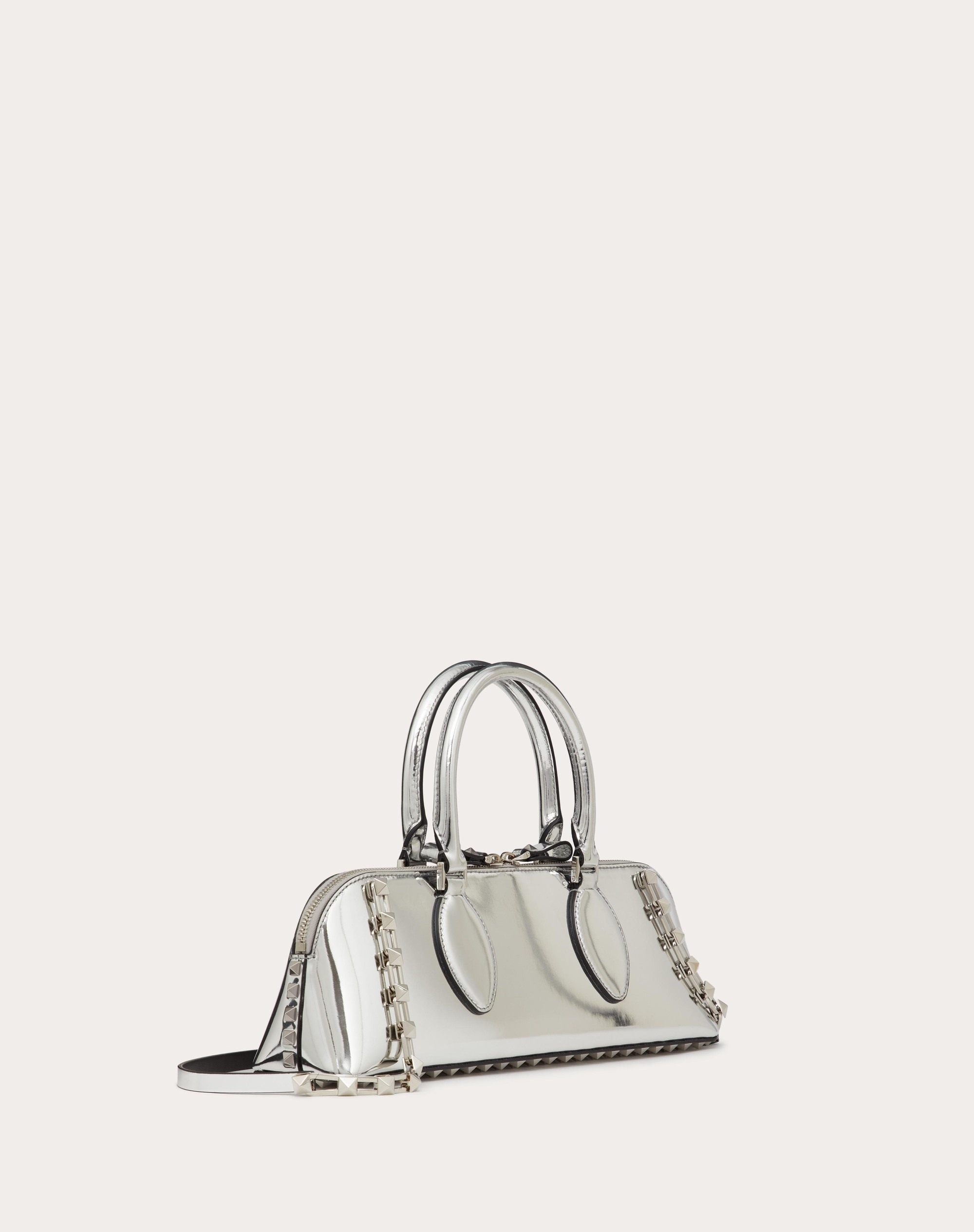 Rockstud Small mirrored leather tote bag