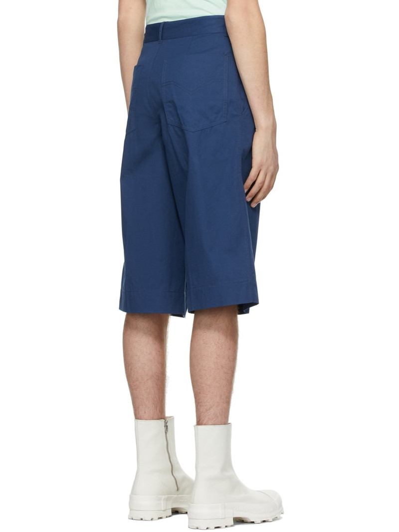 Blue Gabardine Casual Shorts 3