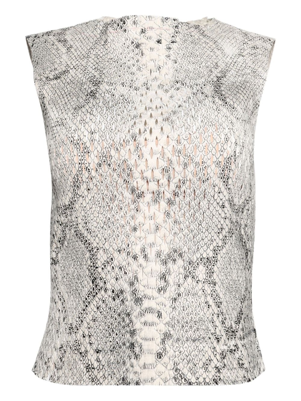 snakeskin-print sleeveless top - 2