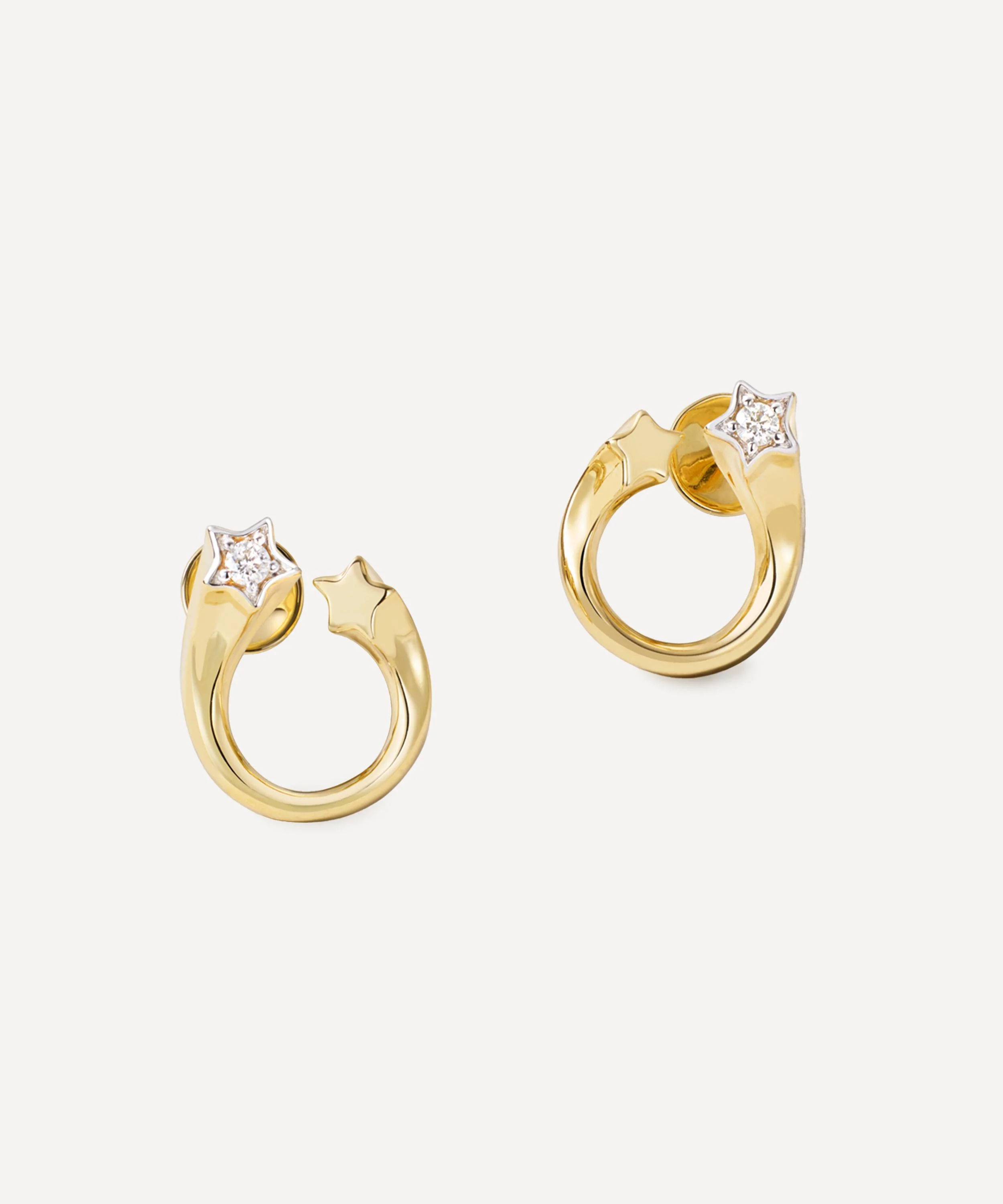 14ct Gold Diamond Shooting Star Stud Earrings - 1