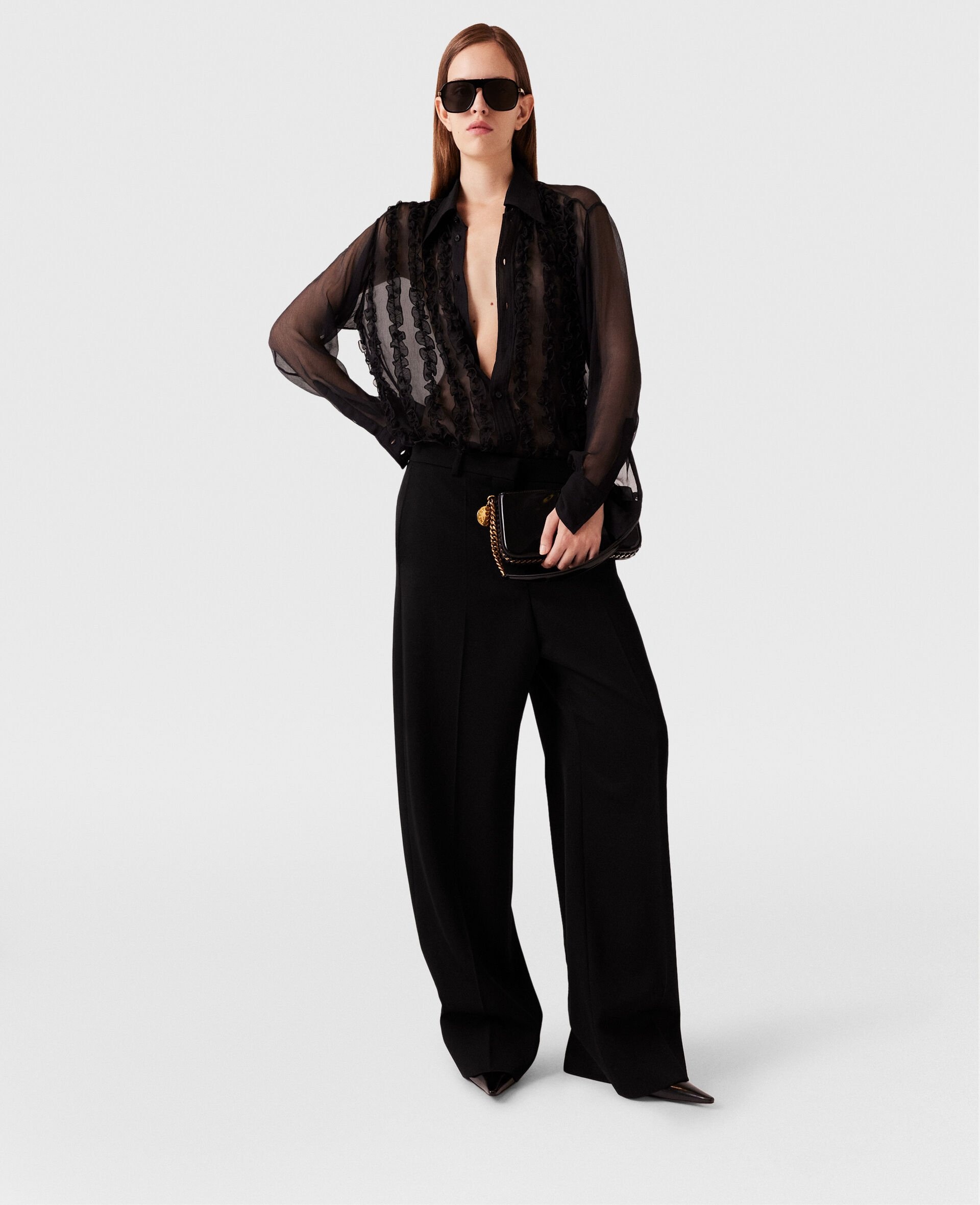 Sheer Ruffled Chiffon Shirt - 6