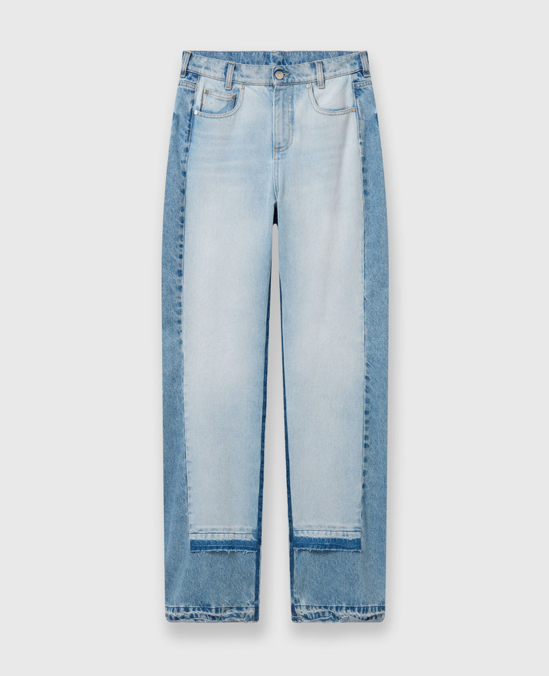 Contrast Panel Straight-Leg Jeans - 1