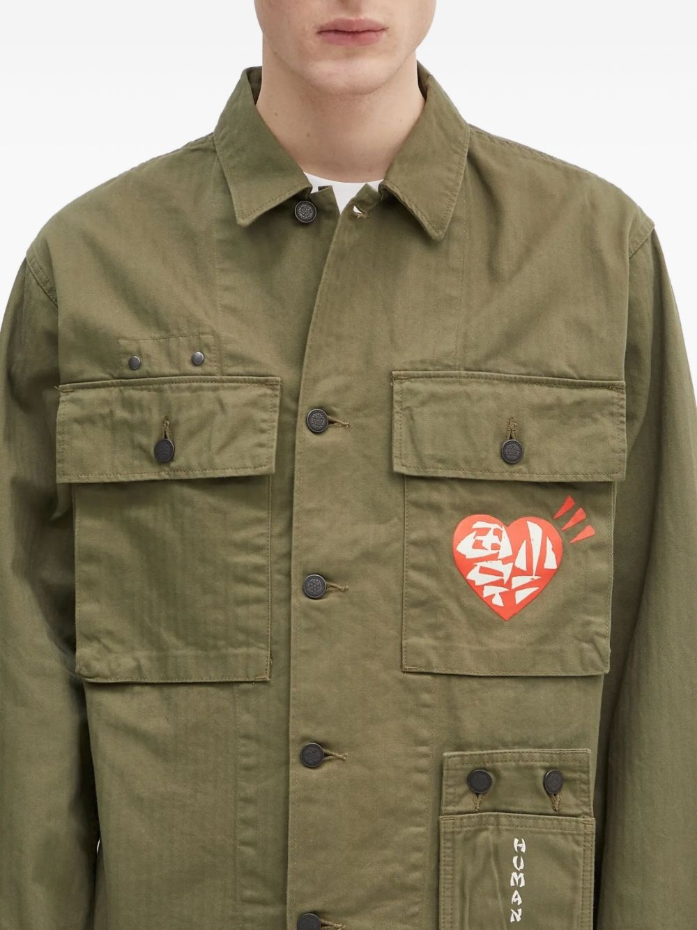 heart-motif patch-pocket shirt jacket - 4